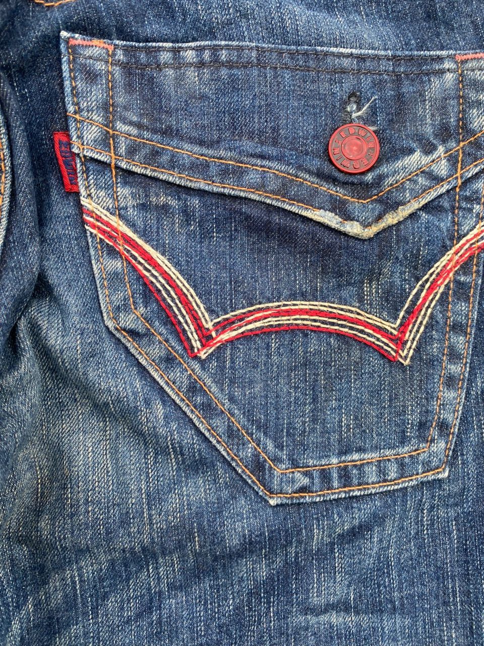 Edwin 💥FLARE💥VINTAGE EDWIN 503 BLUE TRIP DISTRESSED DENIM Size US 32 / EU 48 - 7 Thumbnail