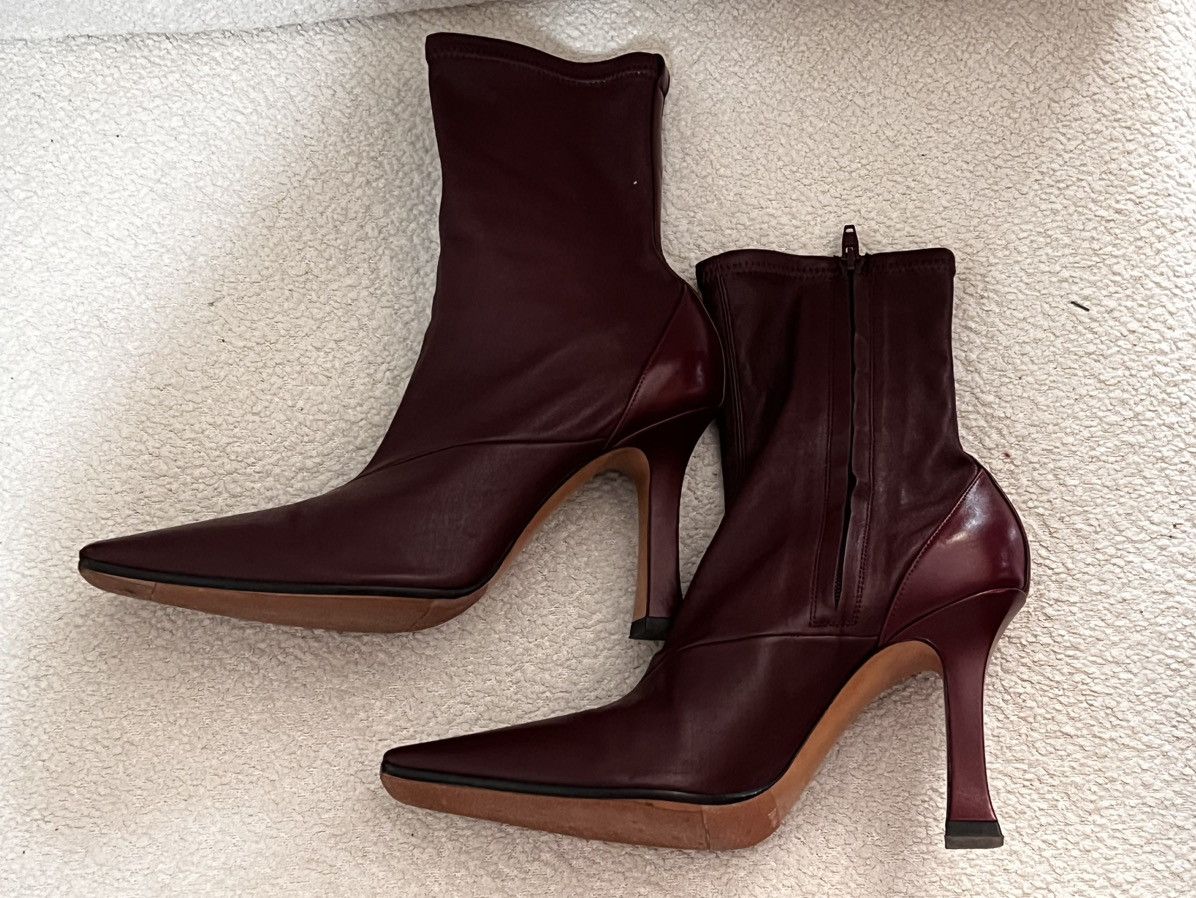 image of Celine Burgundy Madame Ankle Boots in Burgundy Red, Women's (Size 6.5)