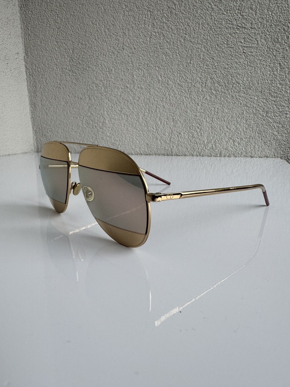 Dior Christian Dior Gold Aviator Sunglasses Gold Frame Vintage Size ONE SIZE - 3 Thumbnail