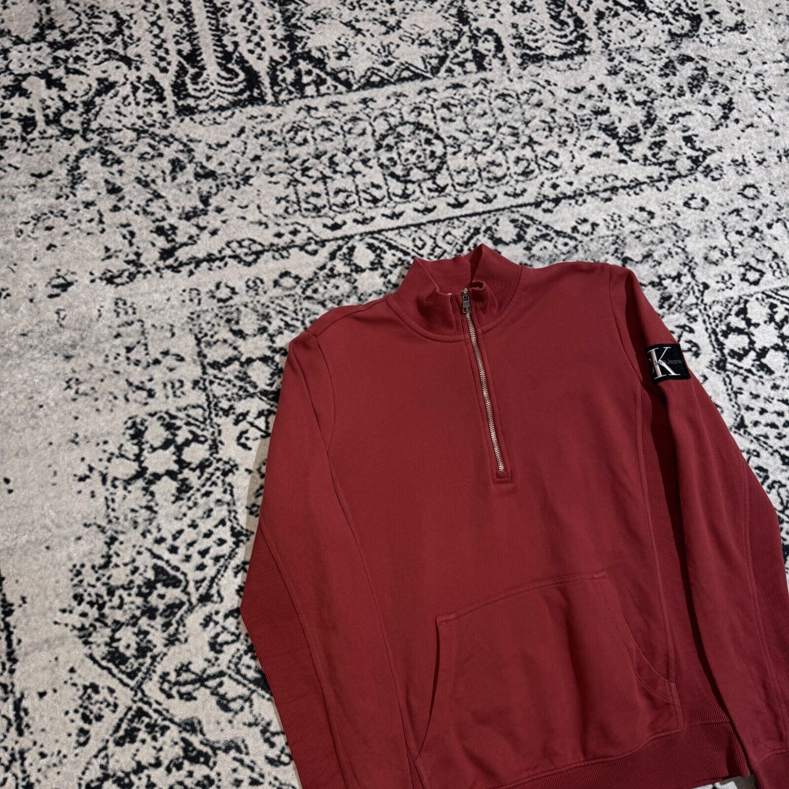 Calvin Klein × Vintage Calvin Klein Unisex Red Cotton Halfzip Sweatshirt Size M Size US M / EU 48-50 / 2 - 4 Thumbnail