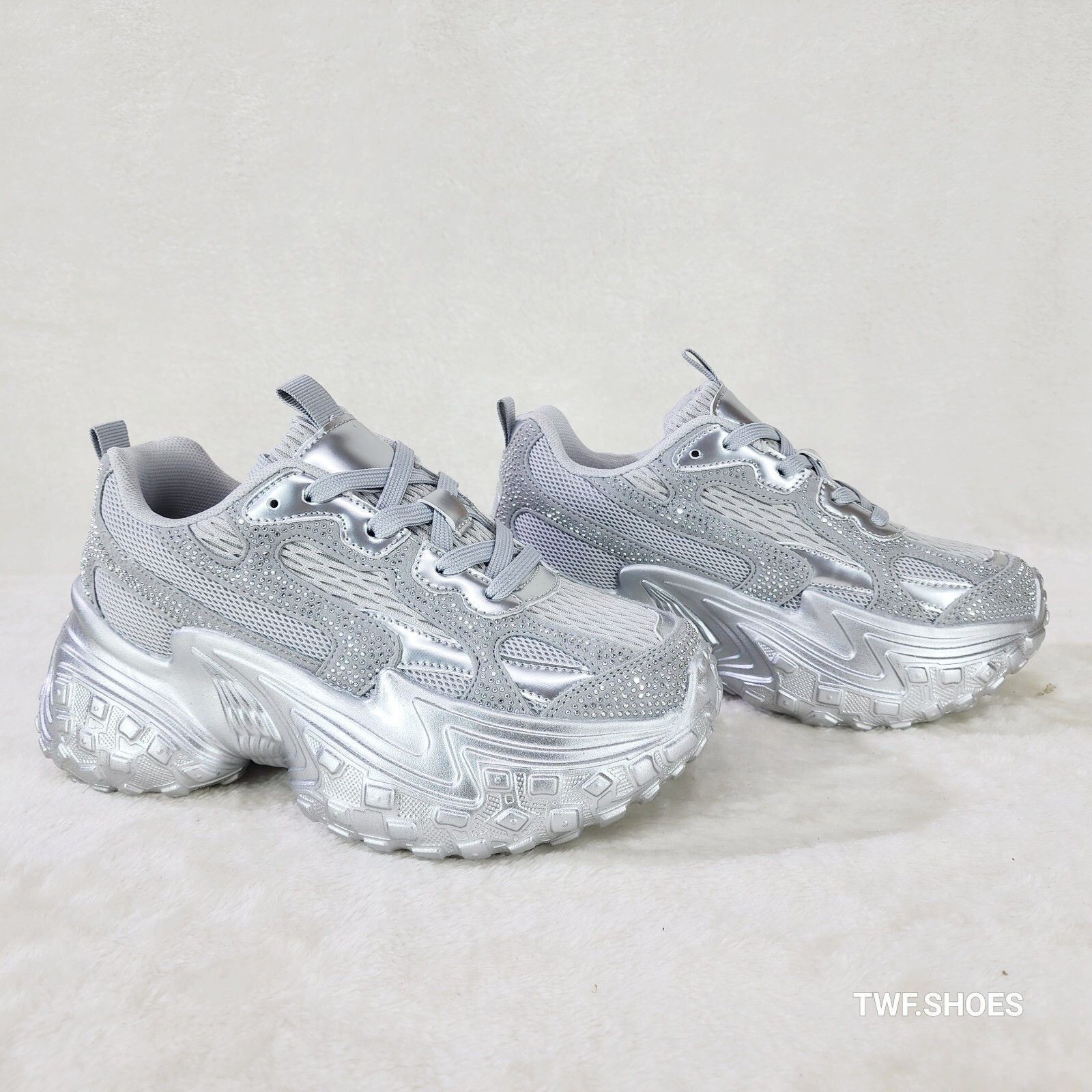 Cush Sparkle Sport Rhinestone Comfy Platform Light Weight Sn
