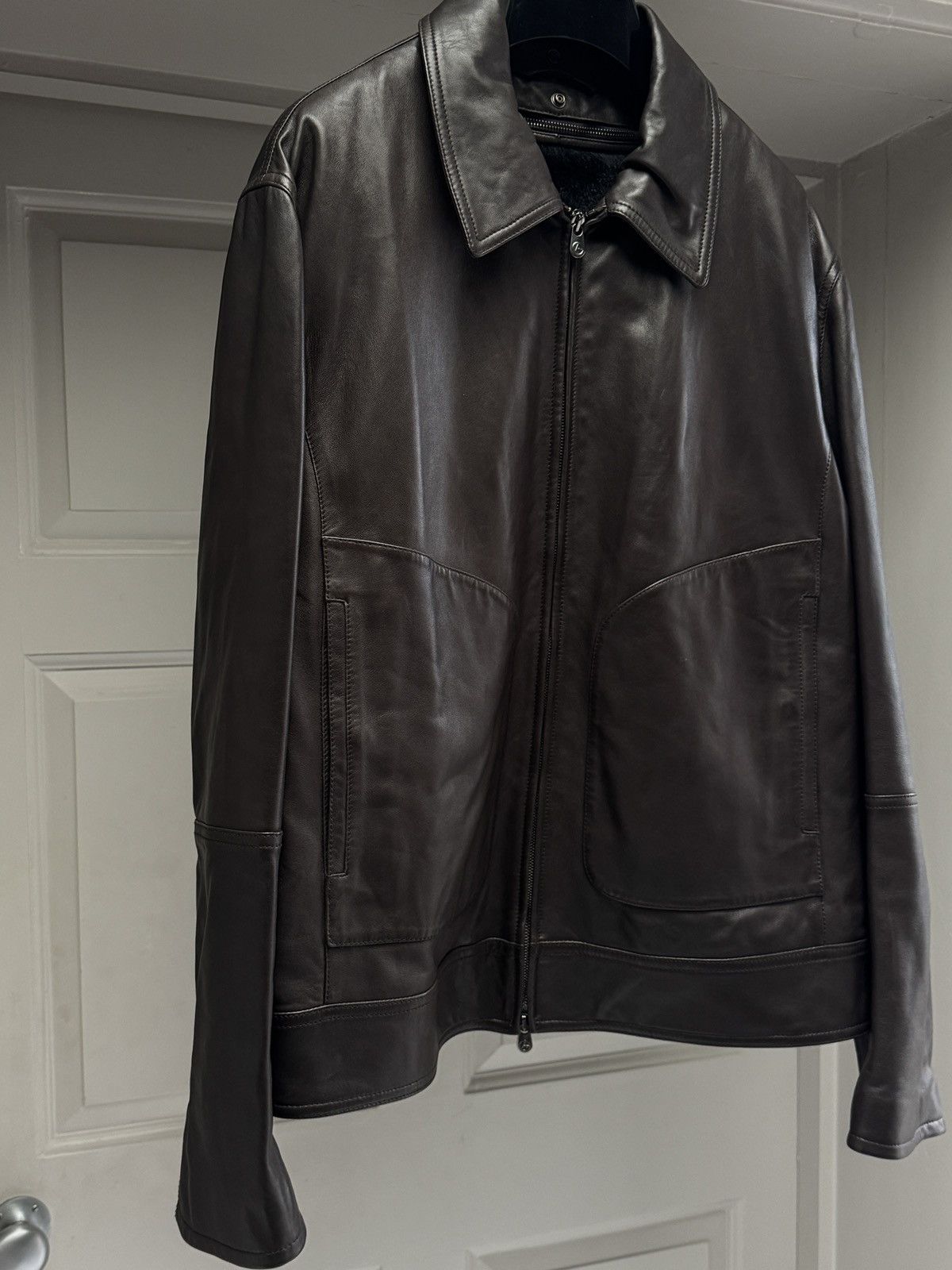 Armani Collezioni Armani Collezioni Men’s Brown Lambskin Leather Jacket IT 52 Size US L / EU 52-54 / 3 - 3 Thumbnail