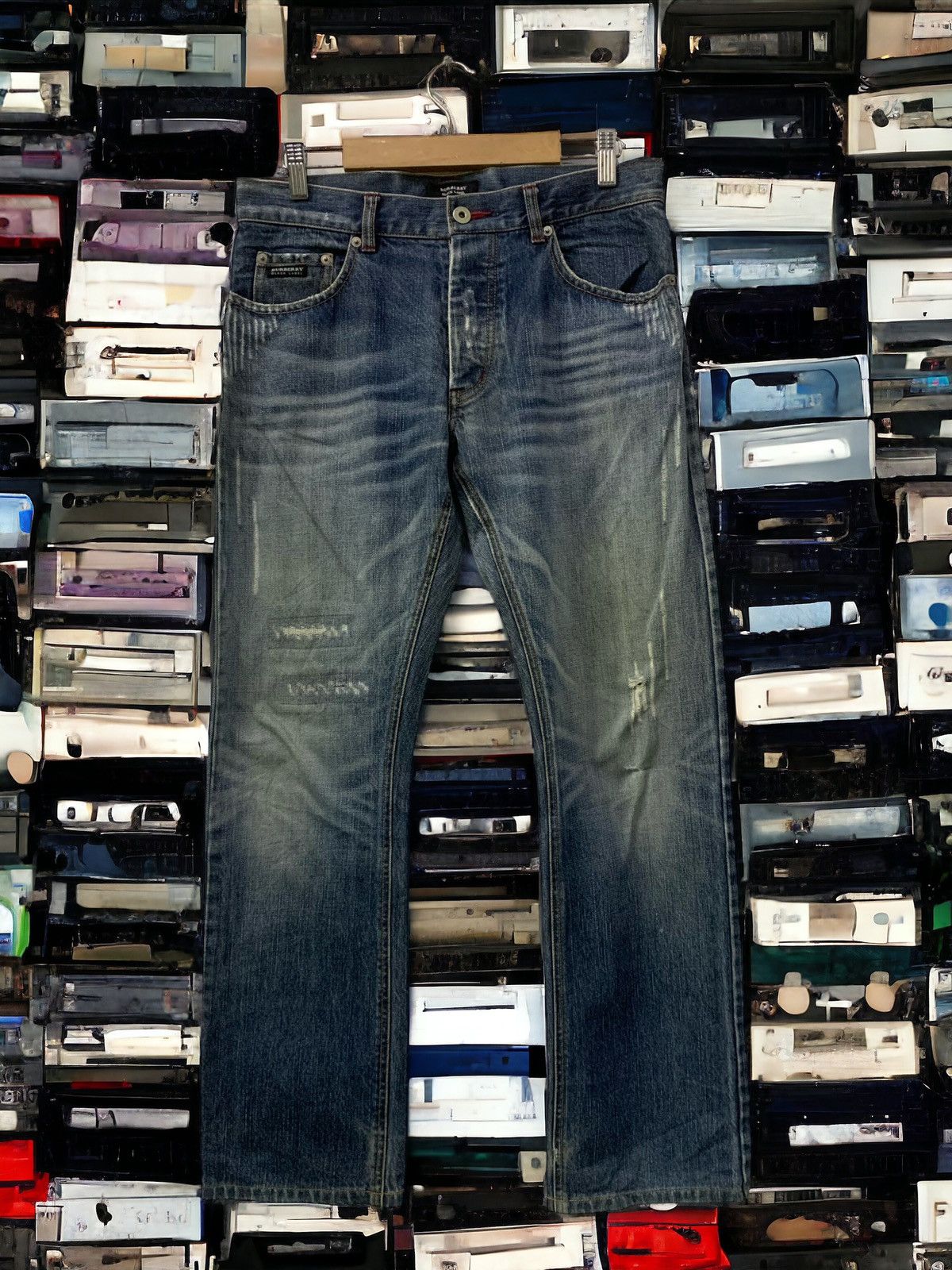 image of Burberry Black Label Distressed Jeans (A39) in Denim, Men's (Size 29)