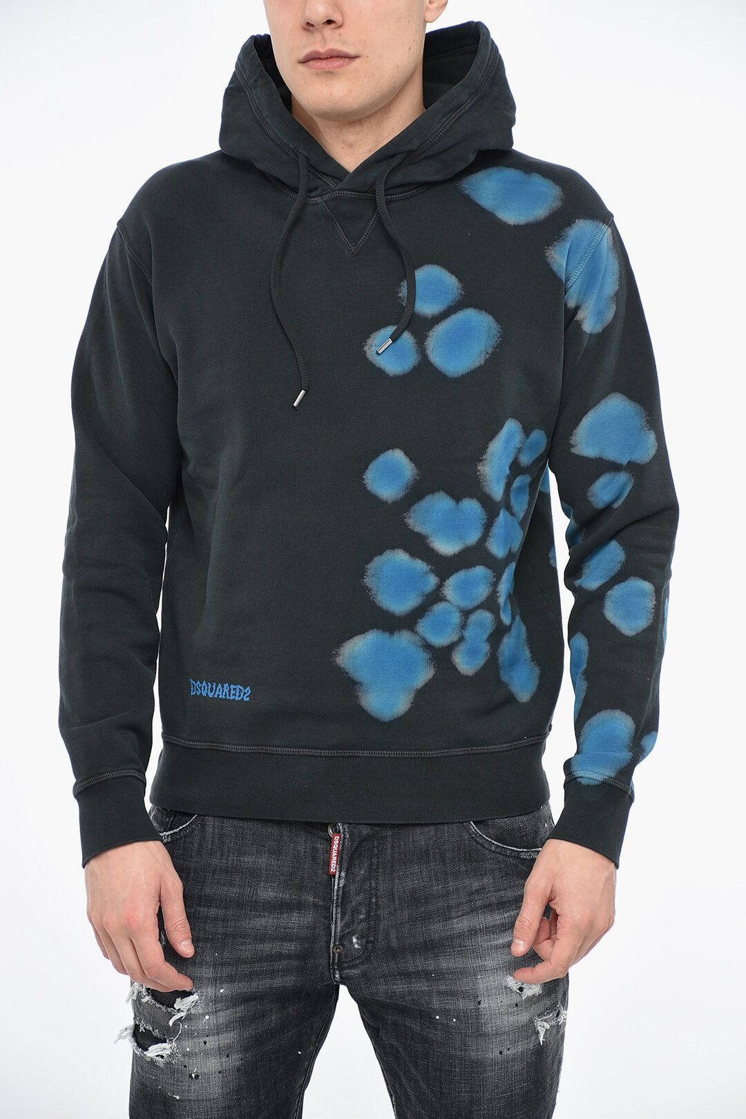 image of Dsquared2 Og1Mm0424 Goth T&d Cool Hoodie In Grey Blue, Men's (Size Small)
