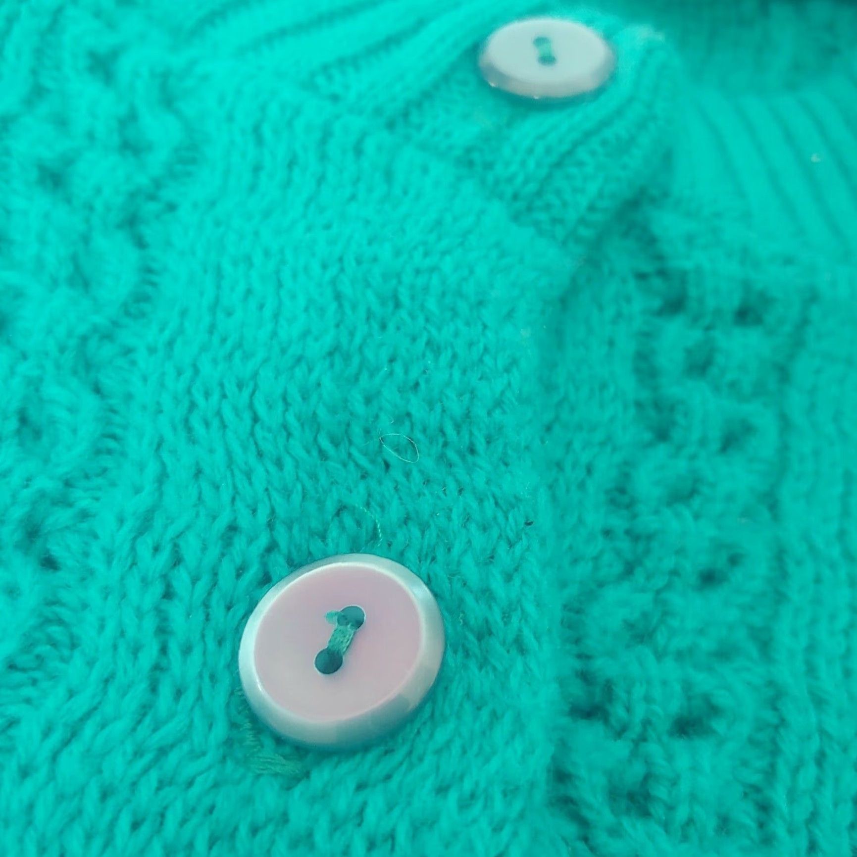 AQUA VINTAGE Brunny Cardigan Sweater Women L Aqua Blue Cable Knit Granny Licensed Size L / US 10 / IT 46 - 4 Thumbnail