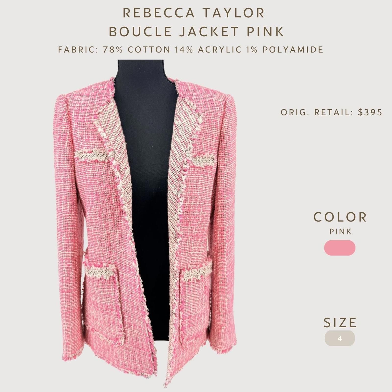 Other Rebecca Taylor Pink Bouclé Tweed Jacket Frayed Trim Blazer 4 Size S / US 4 / IT 40 - 2 Thumbnail