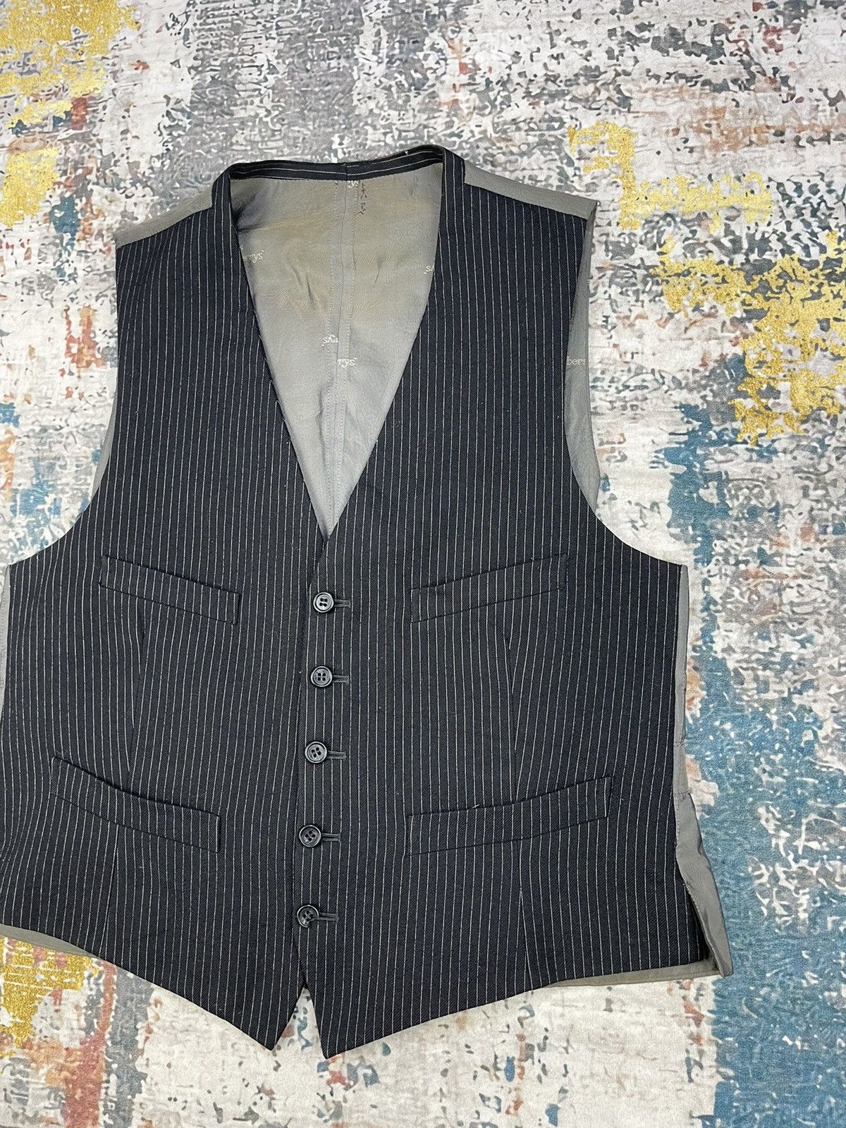 Burberry Vtg Burberry Full Printed Striped Suit Vest Size US S / EU 44-46 / 1 - 4 Thumbnail