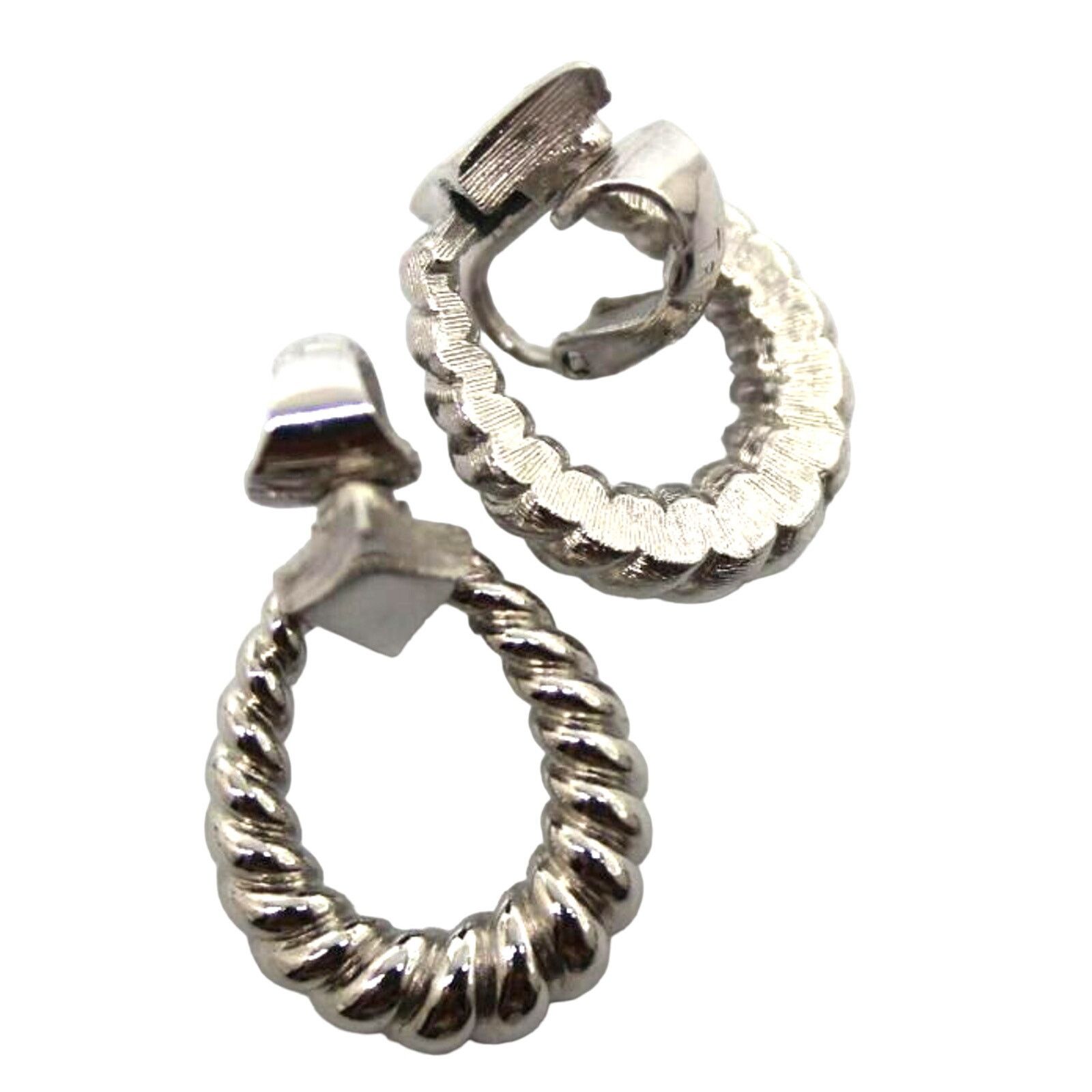 Other Mid Century Trifari Hoop Earrings •Twisted Rope •Dangle • 1" Size ONE SIZE - 3 Thumbnail