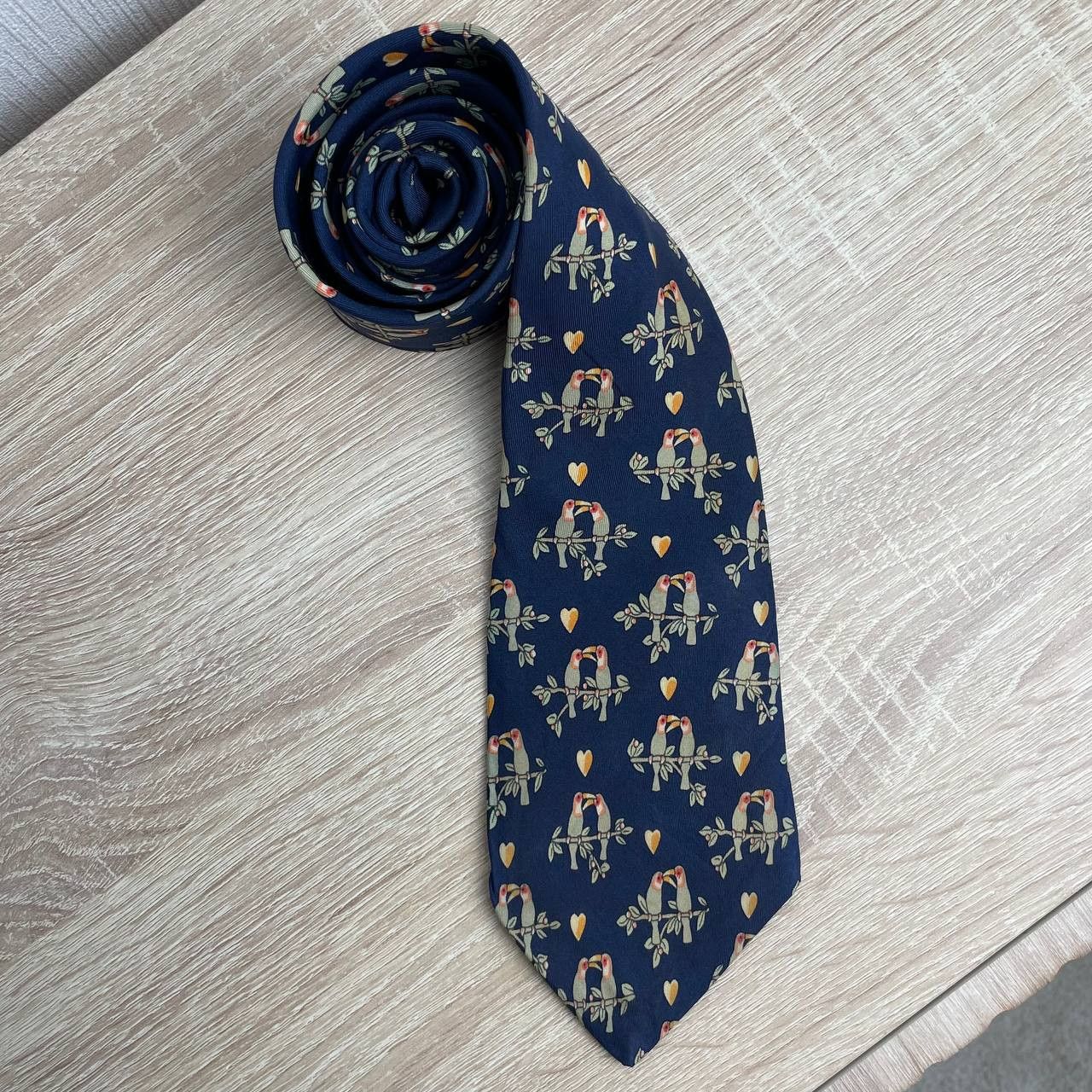 Hermes Hermes Paris Silk Tie 7481 IA Parrots Blue Size ONE SIZE - 2 Thumbnail