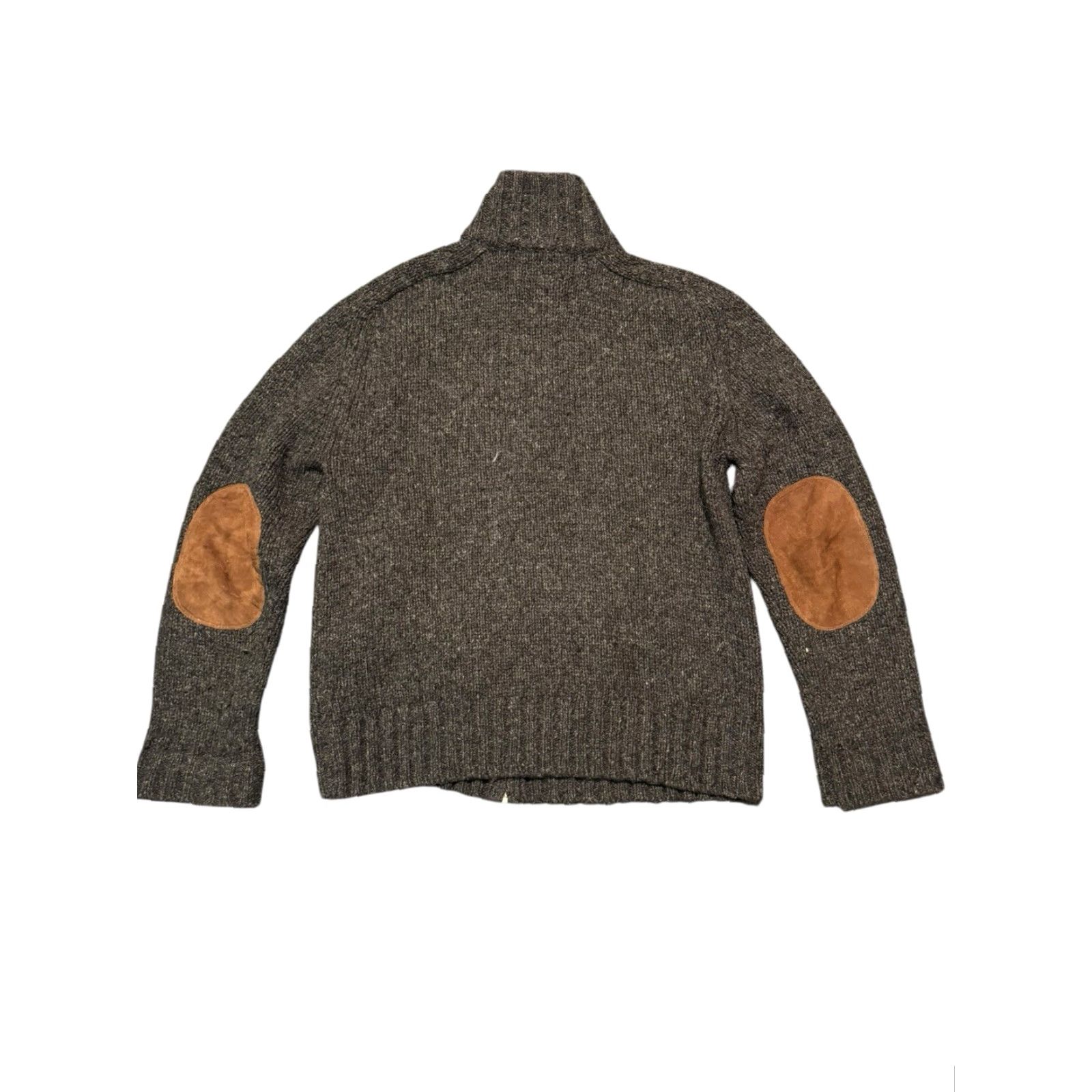 Polo Ralph Lauren VINTAGE Polo Ralph Lauren Full Zip Sweater Men M Gray Alpaca Wool Knit Leather Elbow Patch Slim Pockets Mock Neck Long Sleeve Size US M / EU 48-50 / 2 - 6 Thumbnail