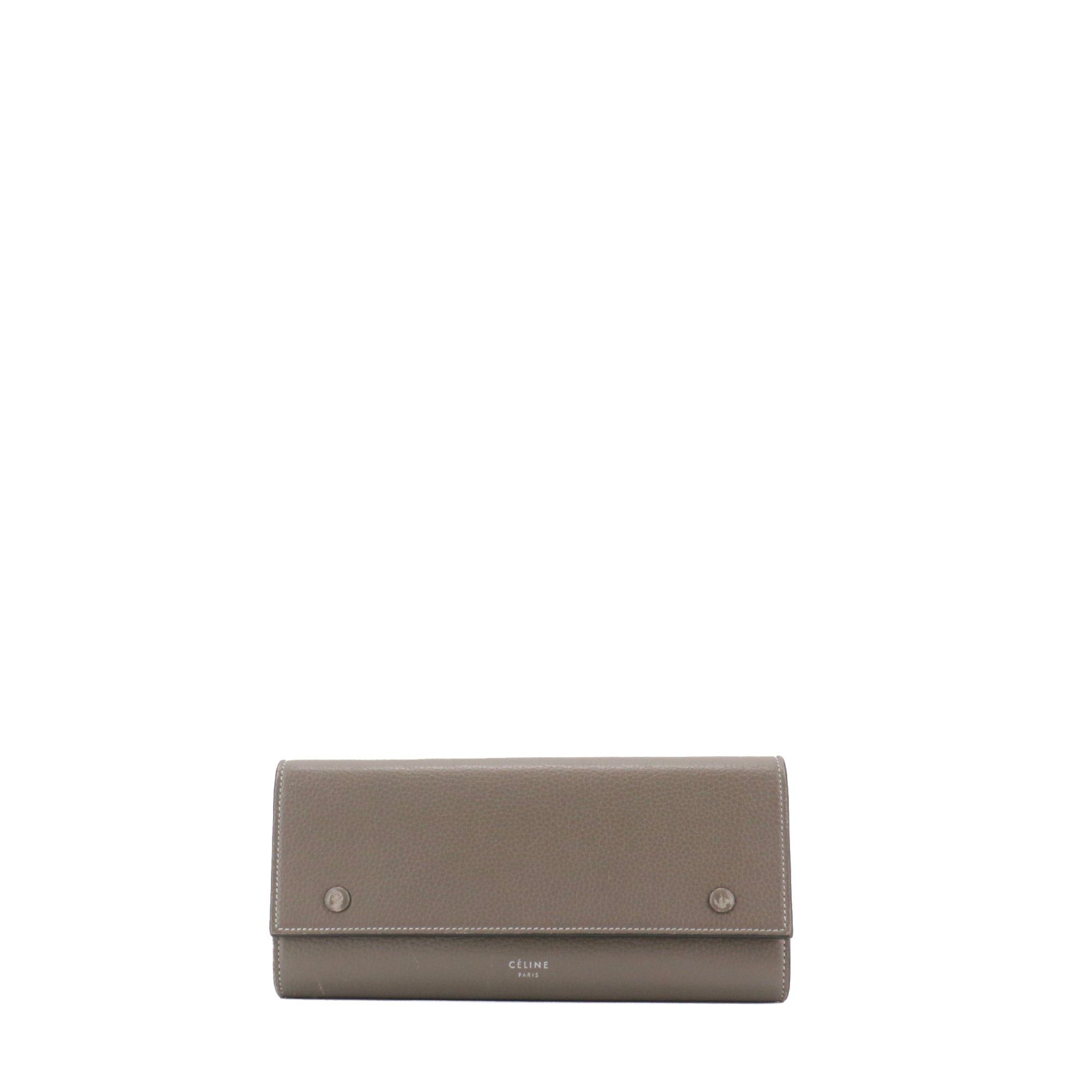 Celine CELINE - Large Celine wallet in gray grained leather Size ONE SIZE - 1 Thumbnail