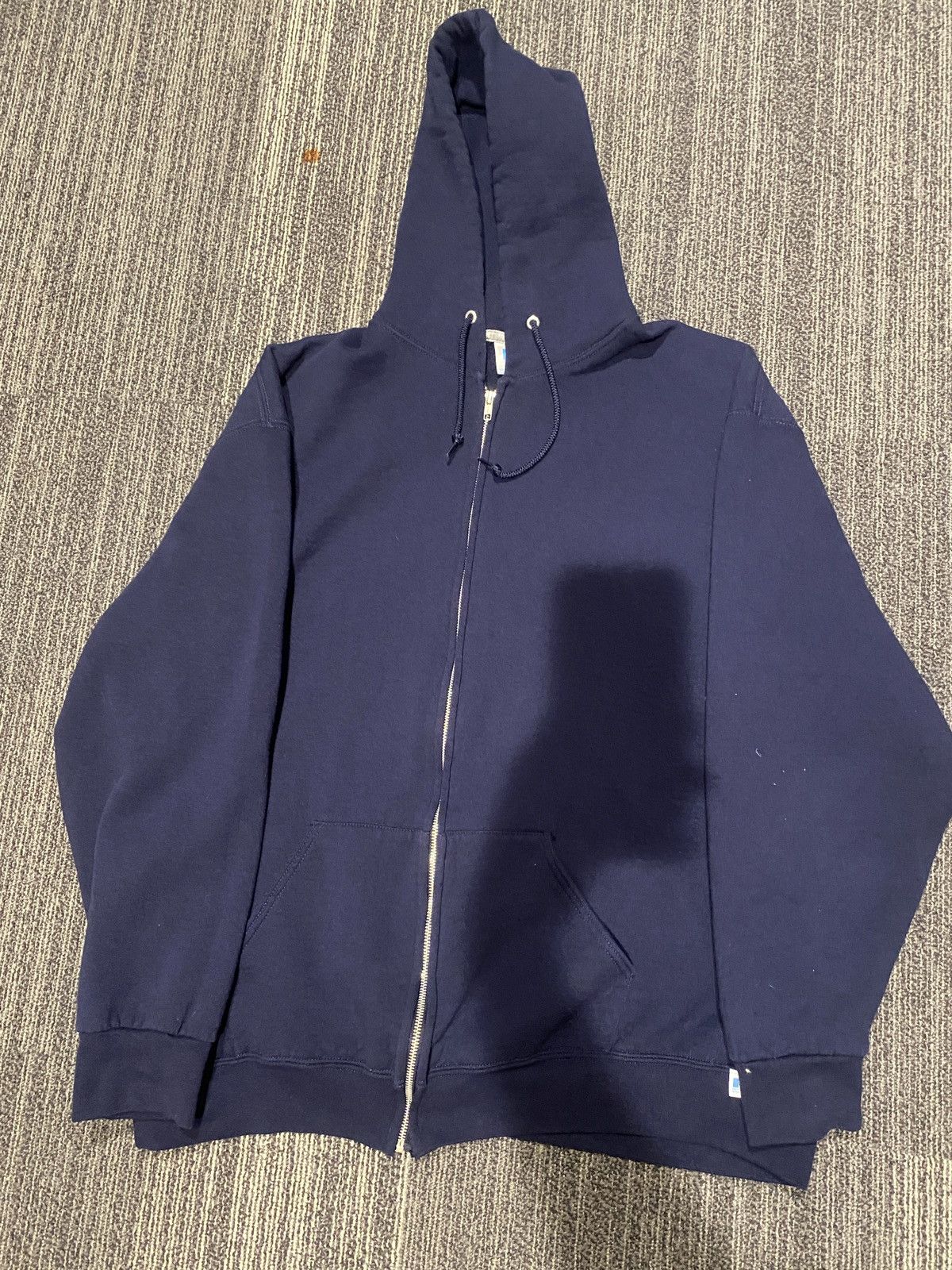Russell Athletic Faded Blank Blue Zip Up Hoodie Size US XXL / EU 58 / 5 - 1 Thumbnail