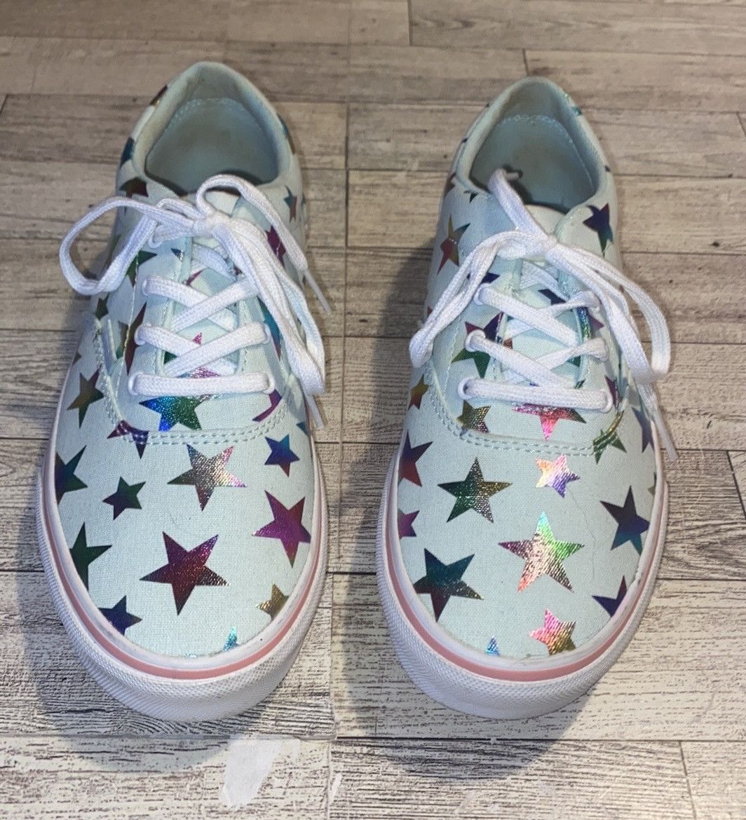 Vans Vans, Sea Foam, Metallic Rainbow Stars, Lace Up, Low Tops Size US 5 / IT 35 - 4 Thumbnail