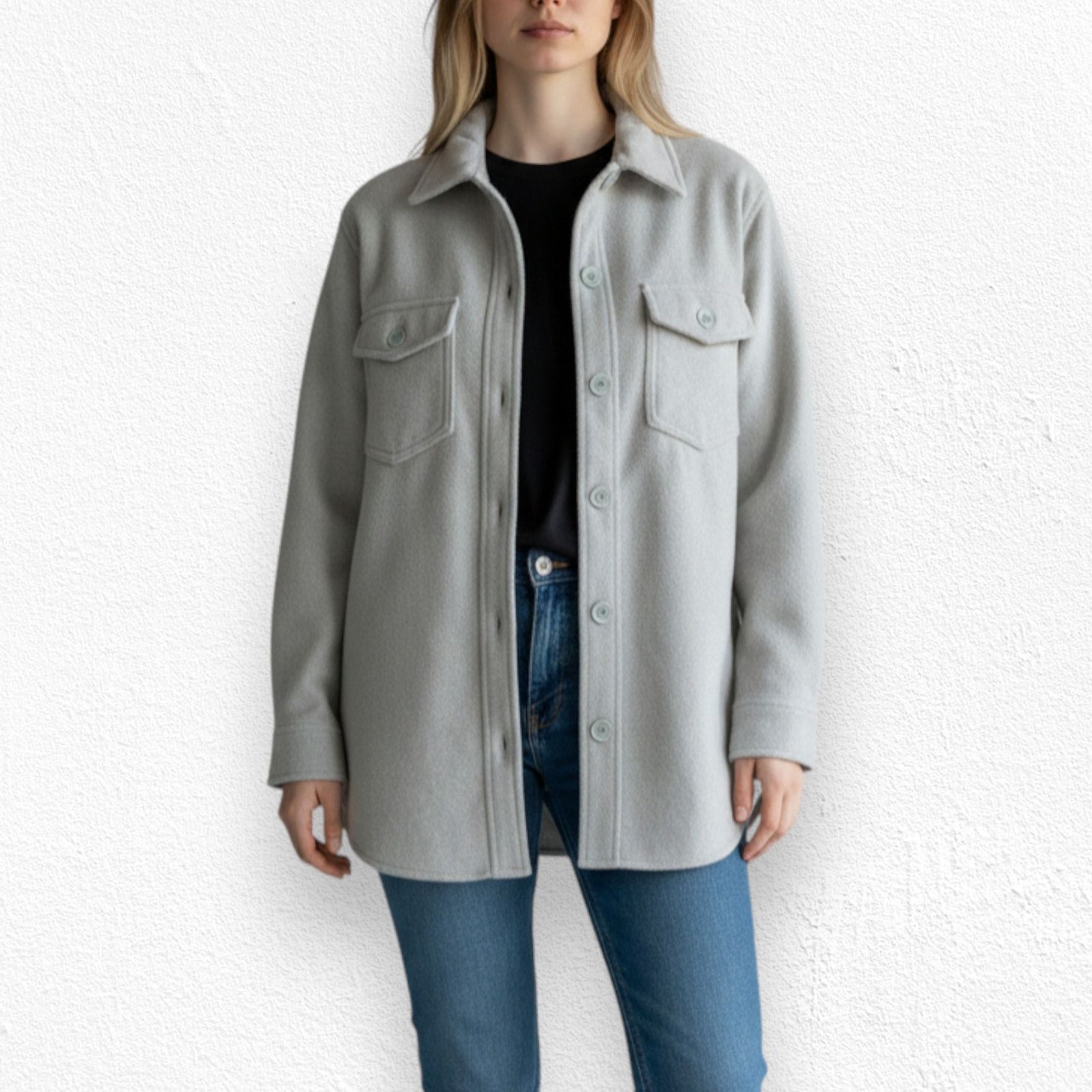 Nicole Miller Nicole Miller Sage Green Brushed Knit Shacket Size Small Size S / US 4 / IT 40 - 3 Thumbnail