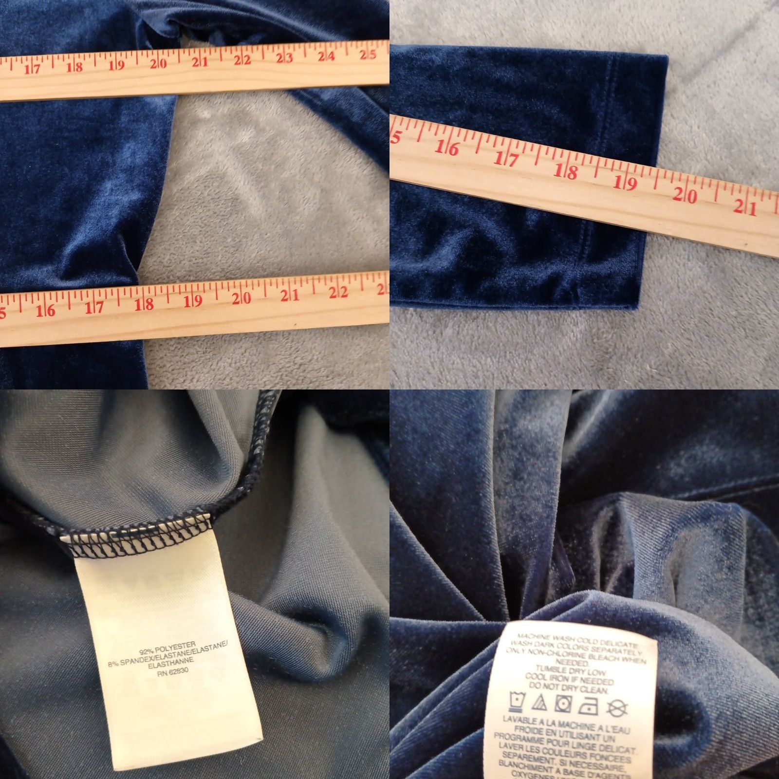Lands' End Lands' End Dress Large Blue Velvet Fit & Flare 3/4 Sleeve Midi Pullover Women's L Blue Velvet Midi Dress Pullover Size L / US 10 / IT 46 - 8 Thumbnail