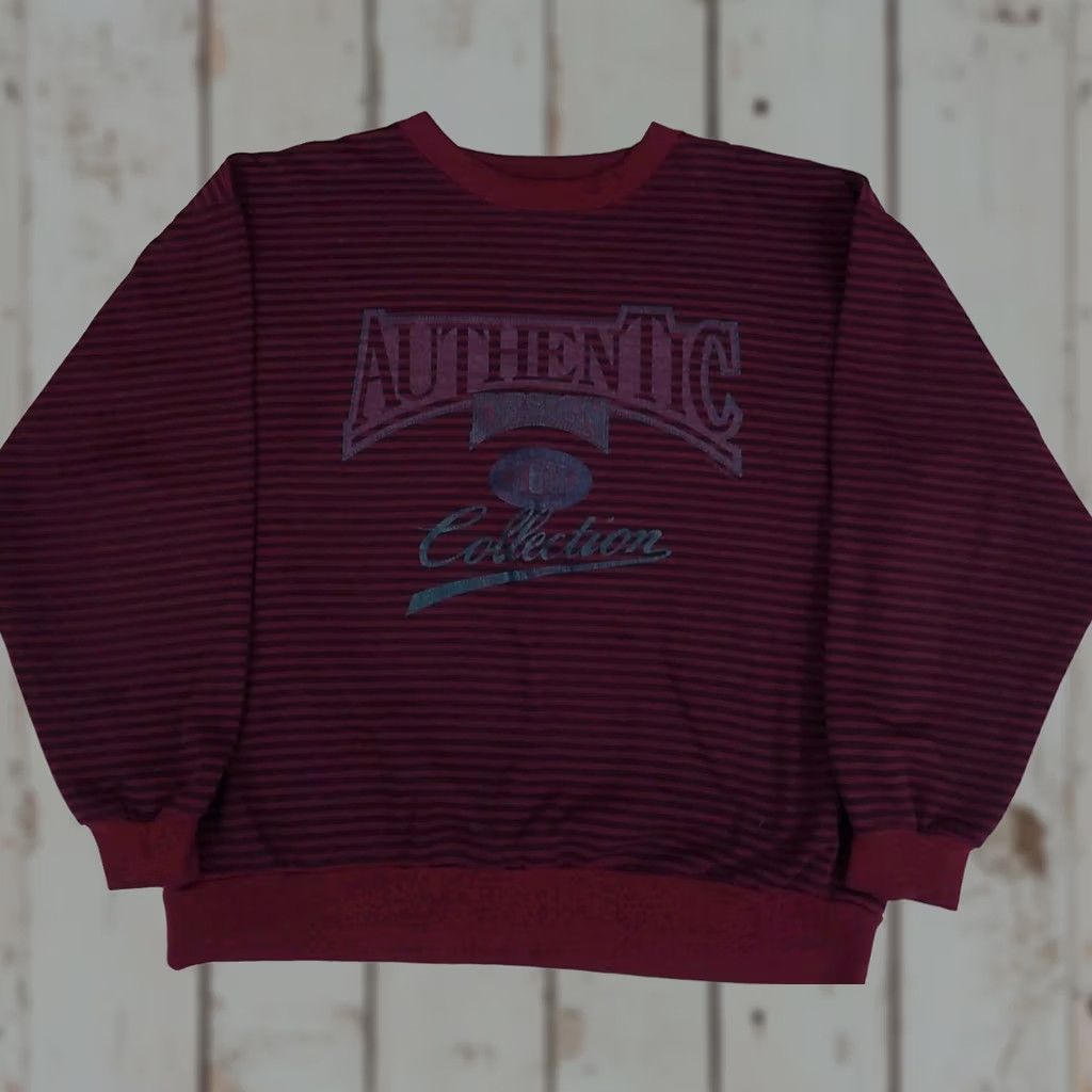 Vintage VINTAGE Shirt Mens L Red IOU Authentic Collection Print Striped Sweatshirt Vtg 90s USA Size US L / EU 52-54 / 3 - 1 Thumbnail