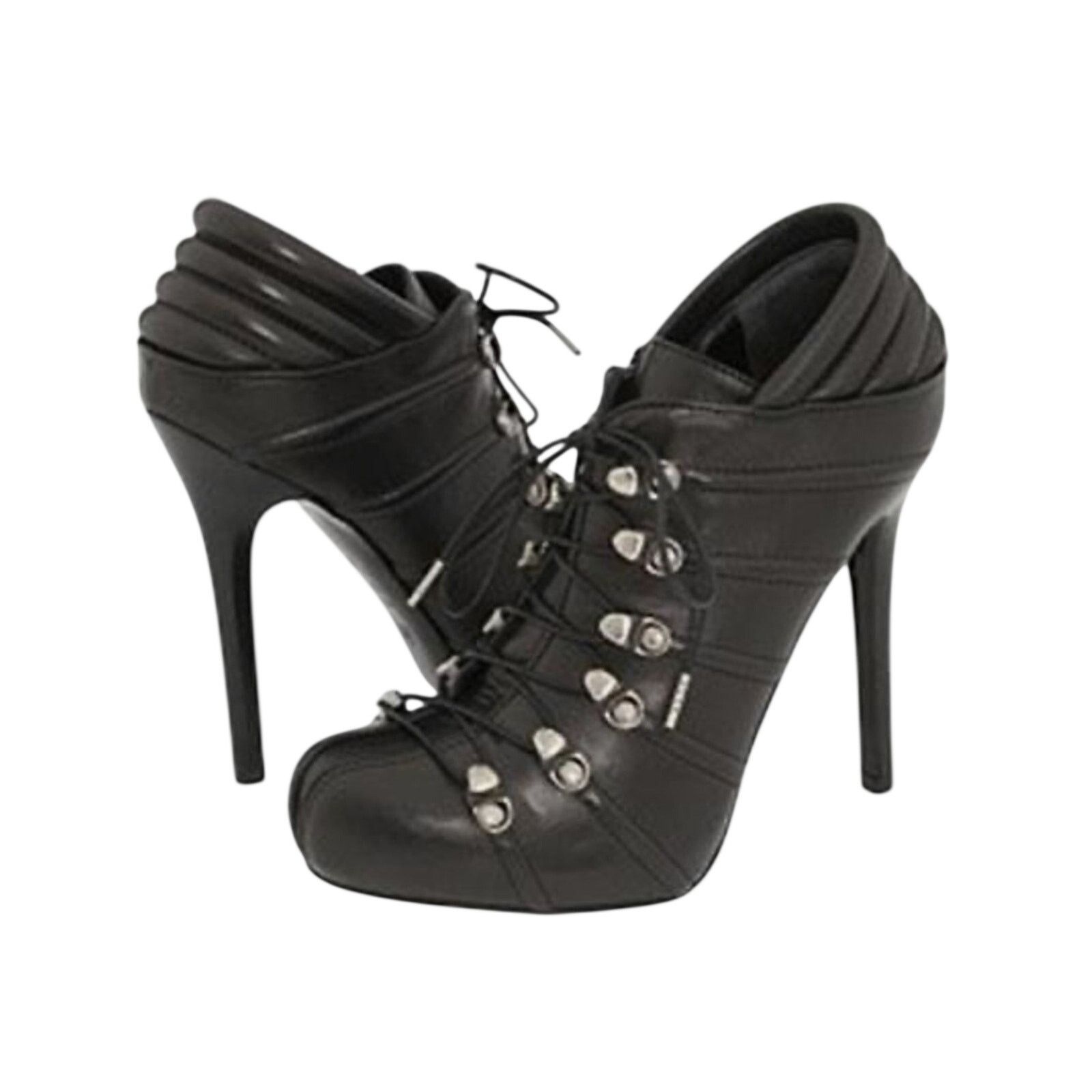 Alexander McQueen Studded Biker Booties Black IT 38 US 8 Stiletto Lace / Zip Size US 8 / IT 38 - 1 Thumbnail
