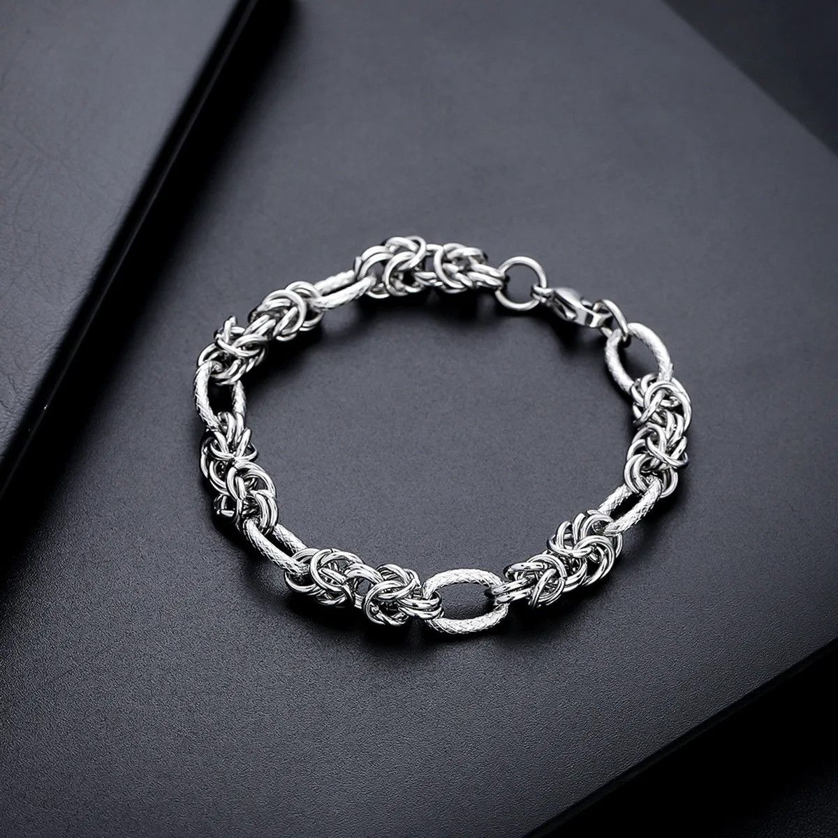 Vintage Retro Stainless Steel Cuban Link Chain Bracelet Size ONE SIZE - 3 Thumbnail