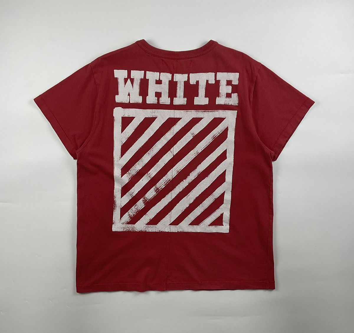 image of Off White Brushed Diagonal Oversized Shirt in Red, Men's (Size Medium)