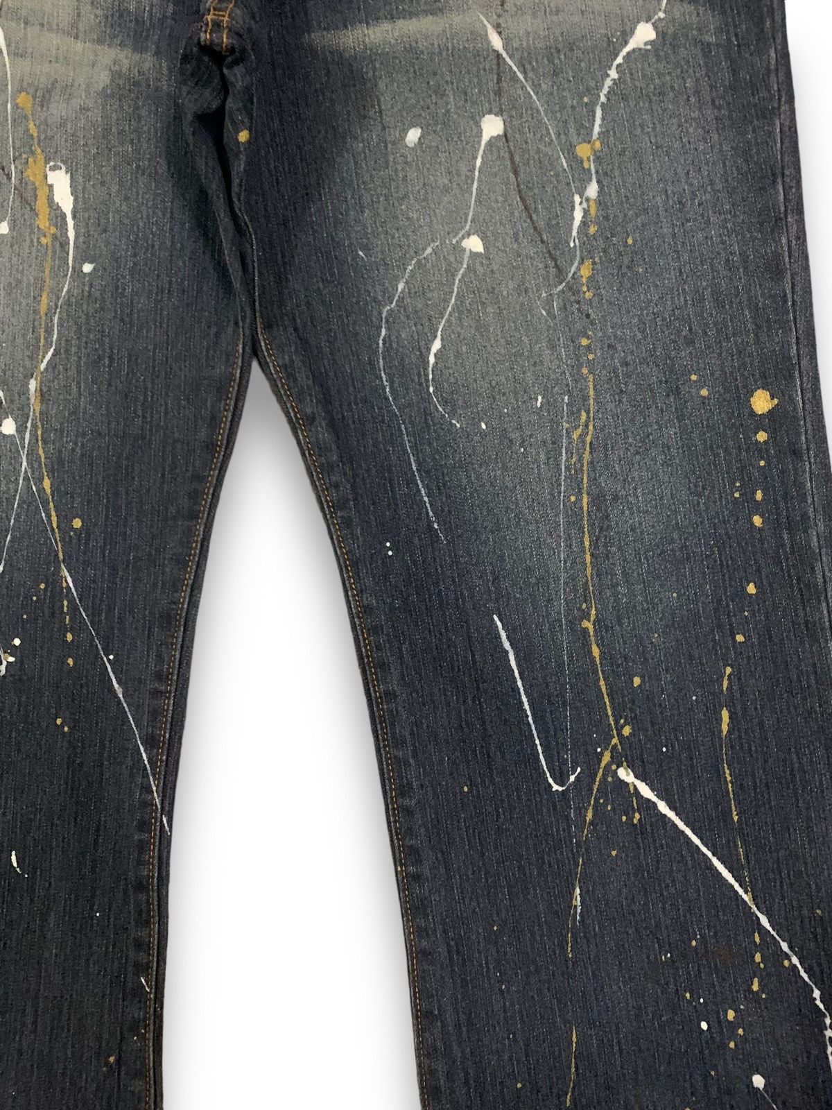 Japanese Brand Japanese Brand Blue Wash Painted Splatter Flare Grunge Jeans Size US 36 / EU 52 - 7 Thumbnail