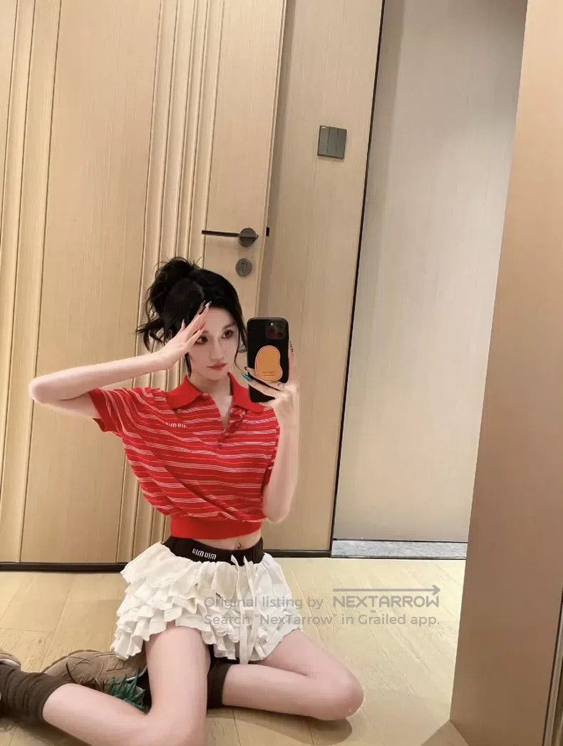 Miu Miu Miu Miu 36 Red striped polo shirt Size S / US 4 / IT 40 - 6 Thumbnail
