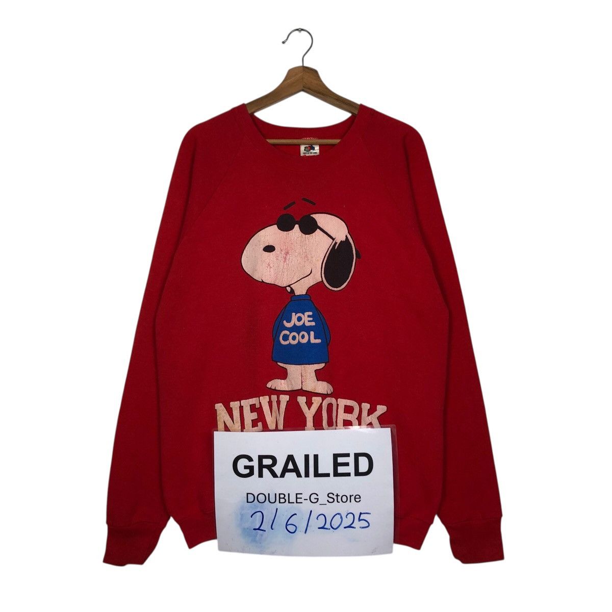 Vintage Vintage 80s Snoopy Joe Cool New York Sweatshirt USA Pullover Size US XL / EU 56 / 4 - 1 Thumbnail