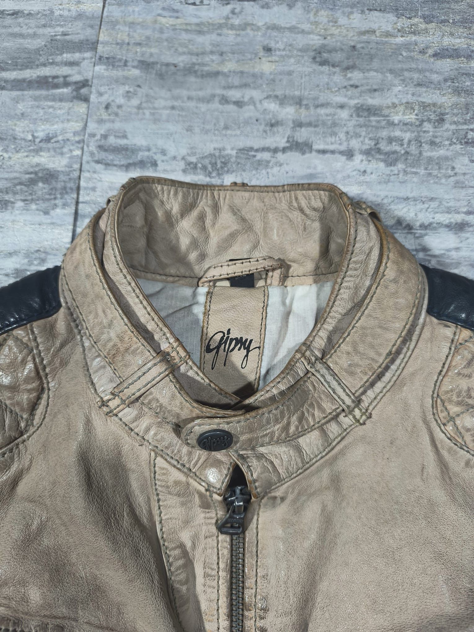 Leather vtg archive beige tan real leather moto racer jacket Size M / US 6-8 / IT 42-44 - 10 Thumbnail