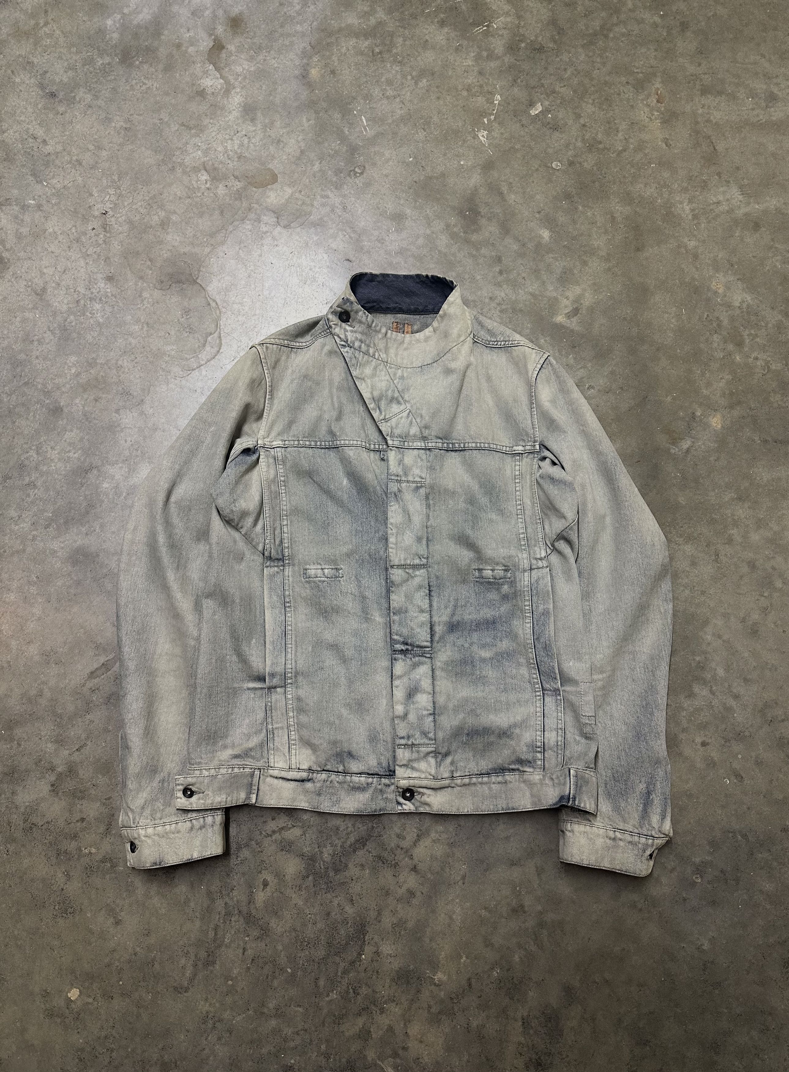 Pre-owned Rick Owens Washed Denim Slave Jacket 'mineral' In Mineral Blue