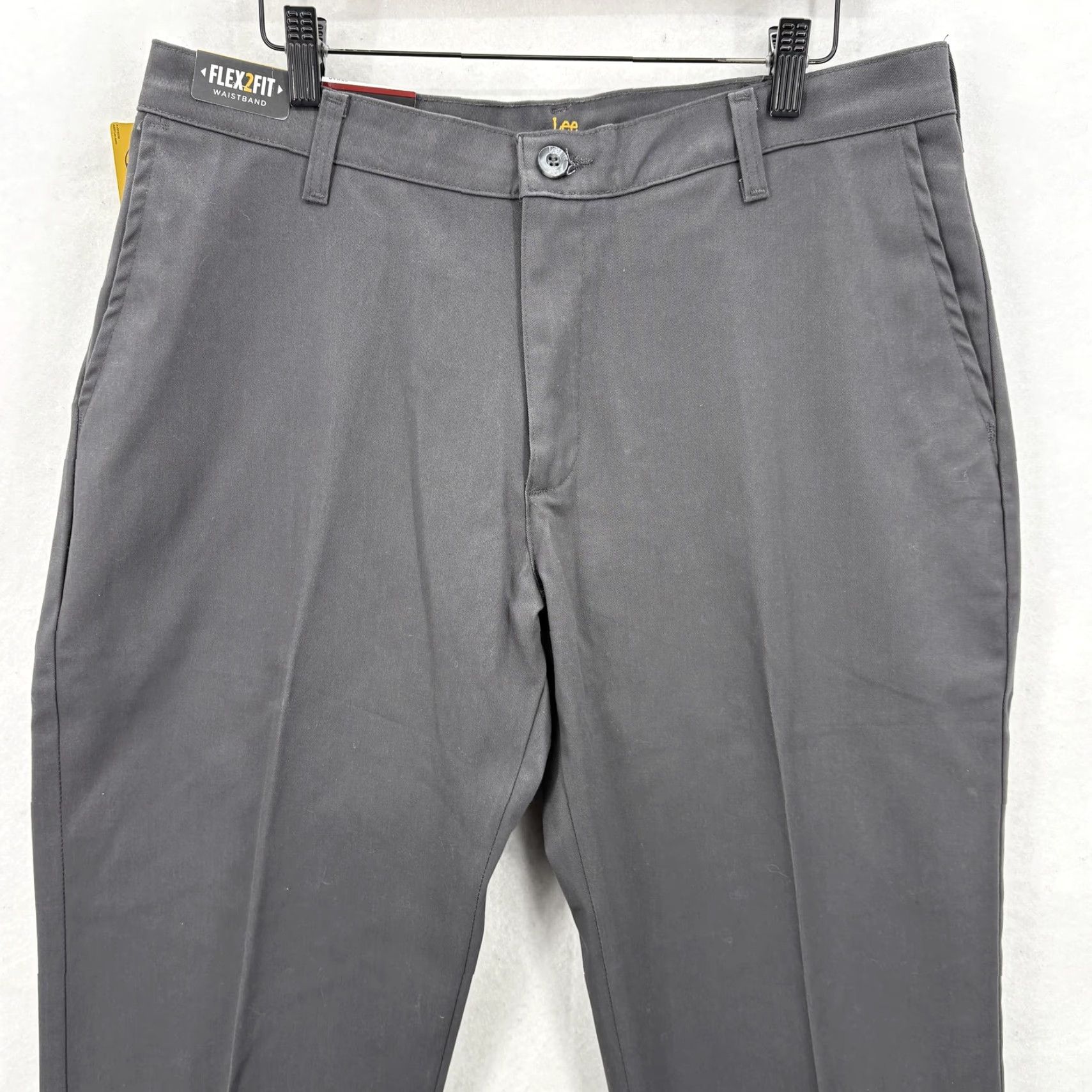 Lee Lee Pants Mens 34x29 Chino Relaxed Fit Stretch Wrinkle Resistant Flat Front Comfort Total Freedom Gray Charcoal Mens Pants Size US 34 / EU 50 - 2 Thumbnail