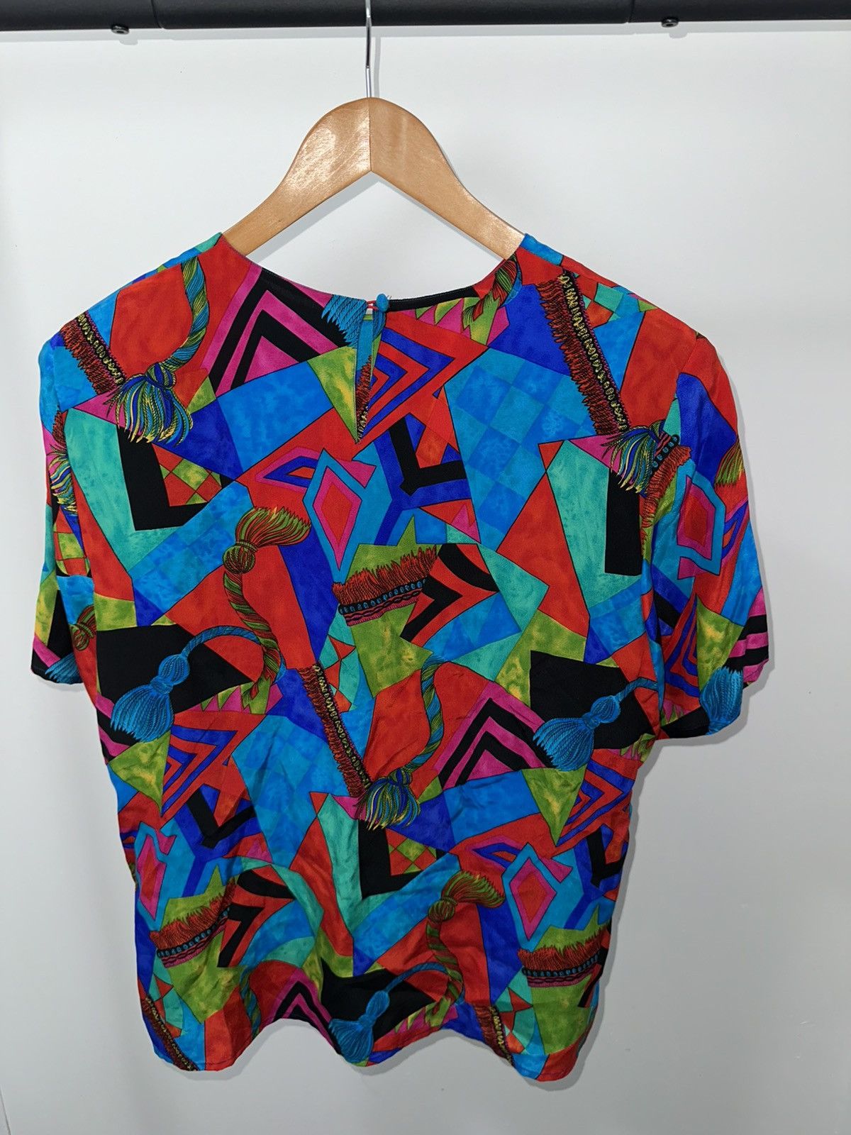 Vintage Vintage Retro 80s Silk Abstract blouse whimsy bold Size L / US 10 / IT 46 - 3 Thumbnail