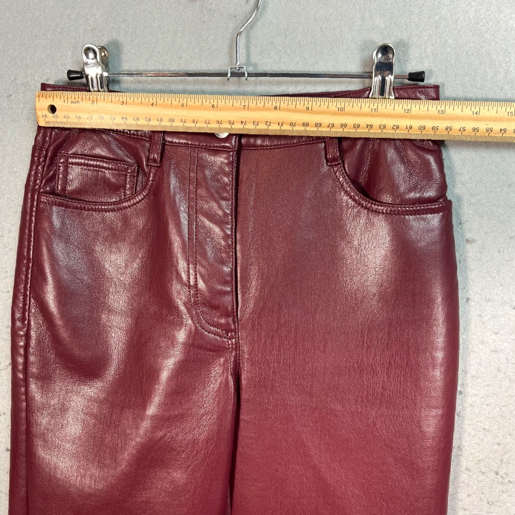 Vintage Wilfred Burgundy Faux Leather High-Waisted Straight-Leg Pants Womens Size 2 Size 26" / US 2 / IT 38 - 5 Thumbnail