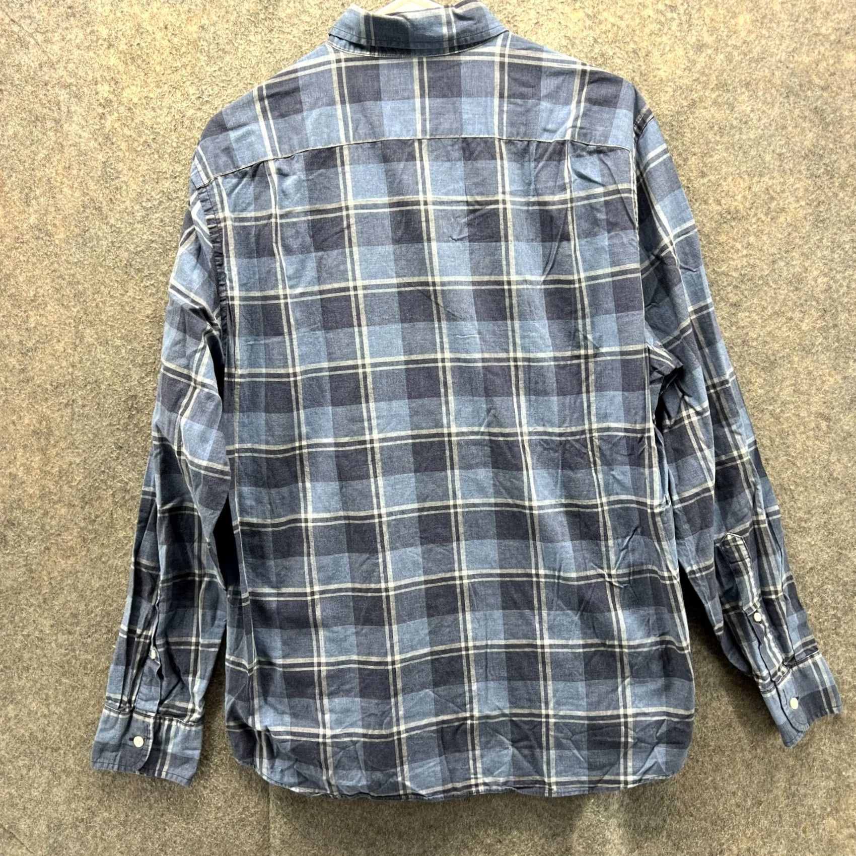 J.Crew VINTAGE J.CREW Shirt Mens Large Blue Plaid Button-Down Preppy Cotton Size 42R - 2 Thumbnail