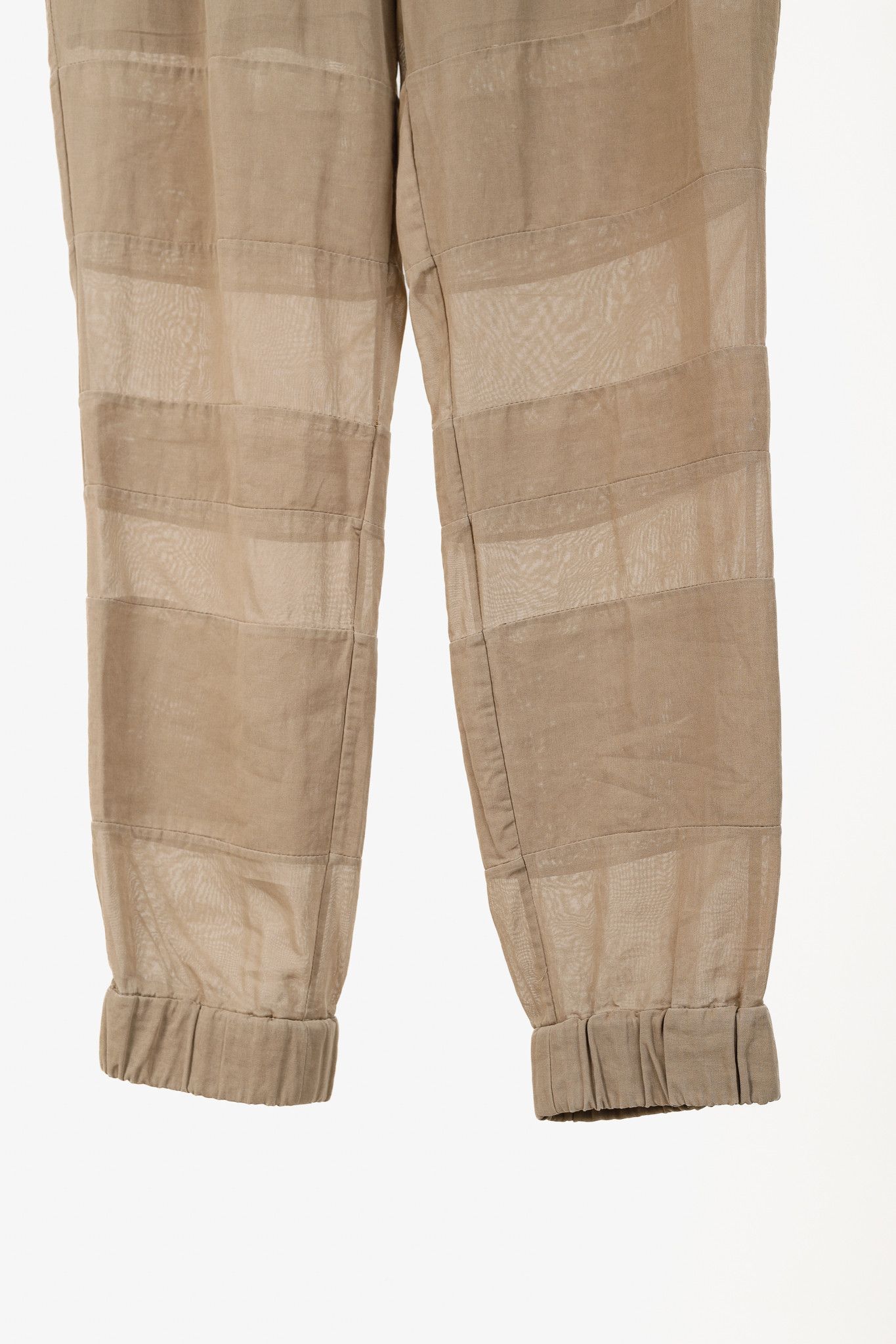 Brunello Cucinelli Brunello Cucinelli SS/15 Taupe Cotton Sheer-Stripe Joggers Size 28" / US 6 / IT 42 - 6 Thumbnail