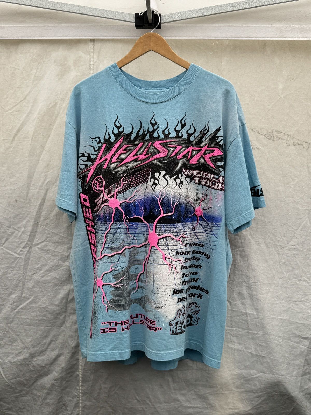 image of Hellstar Nueron World Tour Tee Shirt in Blue, Men's (Size 2XL)