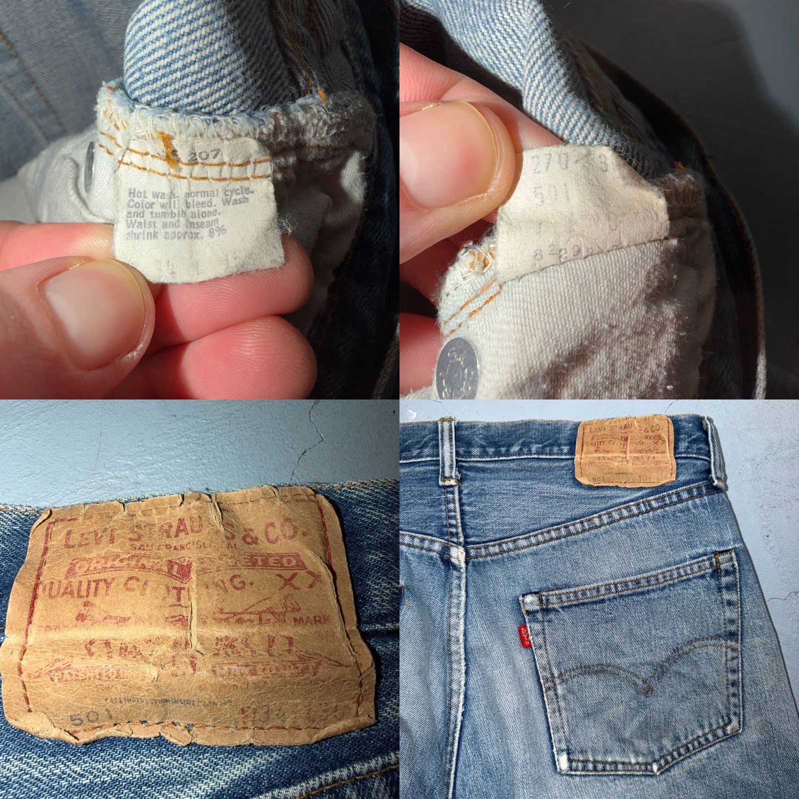 Levi's VINTAGE Levi's 501 Jeans Regular 34x36 Light Wash Blue Denim USA 80s 90s Distressed Mens Straight Cotton Size US 34 / EU 50 - 10 Thumbnail