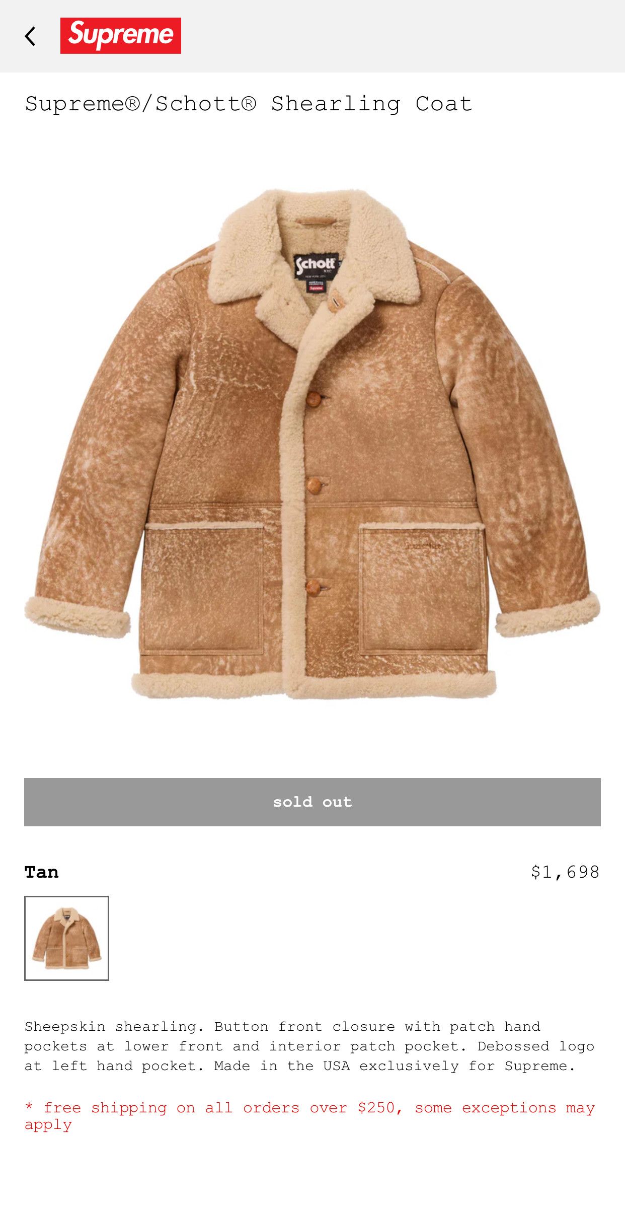 Supreme Supreme Schott Shearling Coat Size US M / EU 48-50 / 2 - 9 Thumbnail