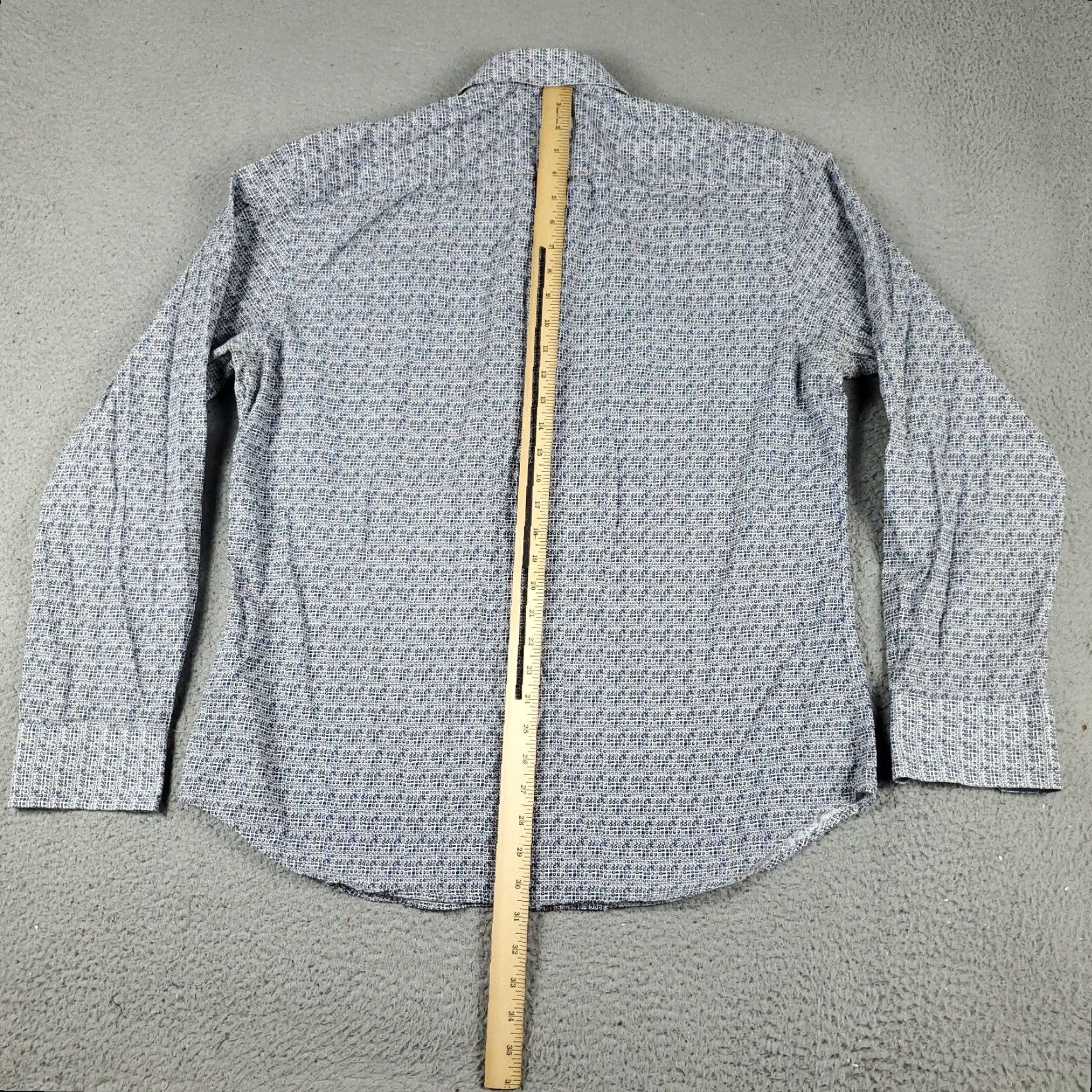 BUGATCHI VINTAGE Bugatchi Uomo Button-Up Shirt Mens XL Blue Geometric Collared Long Sleeve Regular Fit Modern Classic Mens XL Blue Geometric Shirt Size US XL / EU 56 / 4 - 5 Thumbnail
