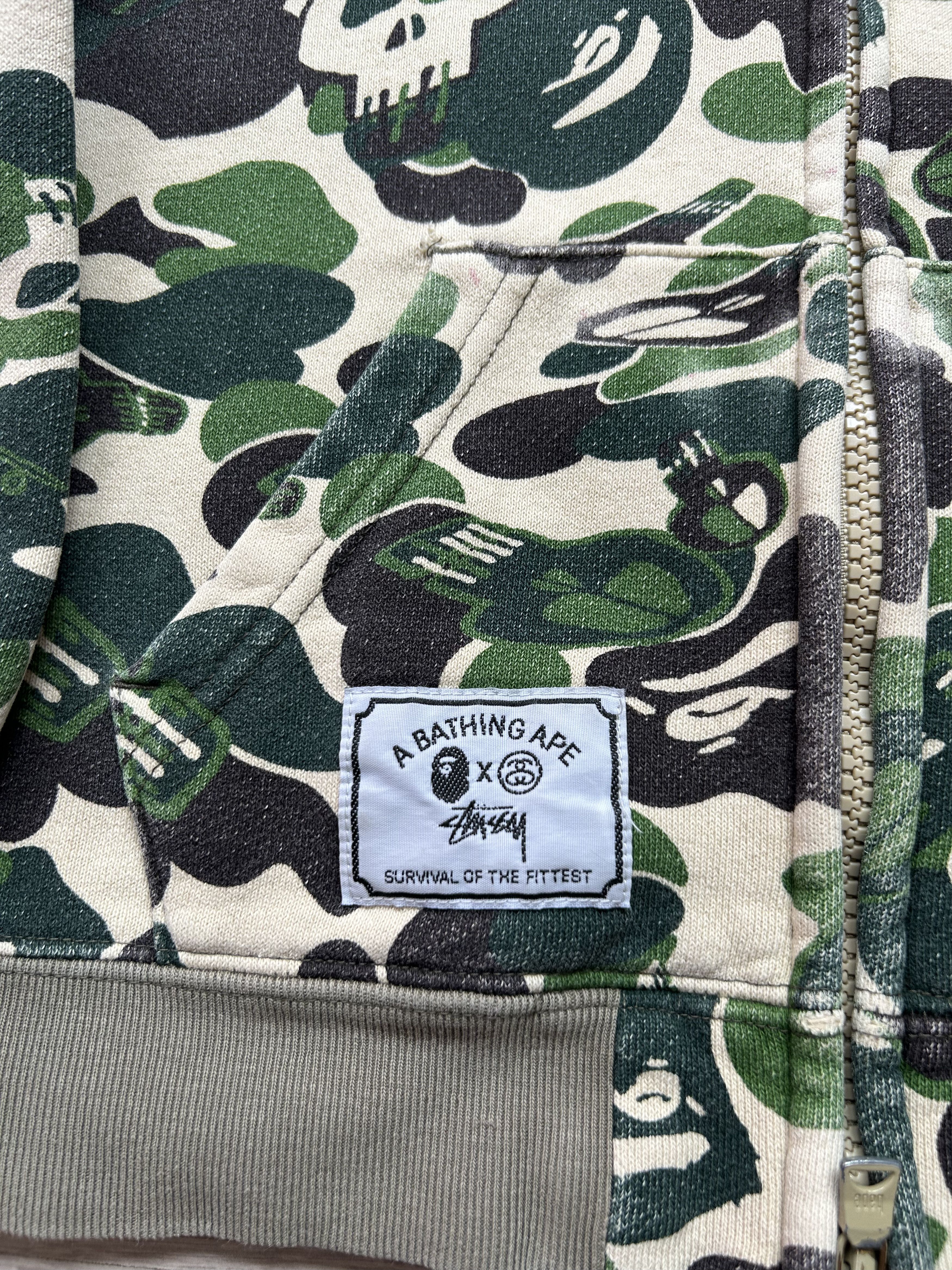 Bape × Stussy 2010 BAPExStussy Full Zip Hoodie 'Skull Camo' [Size Kid 110] Size US XXS / EU 40 - 2 Thumbnail