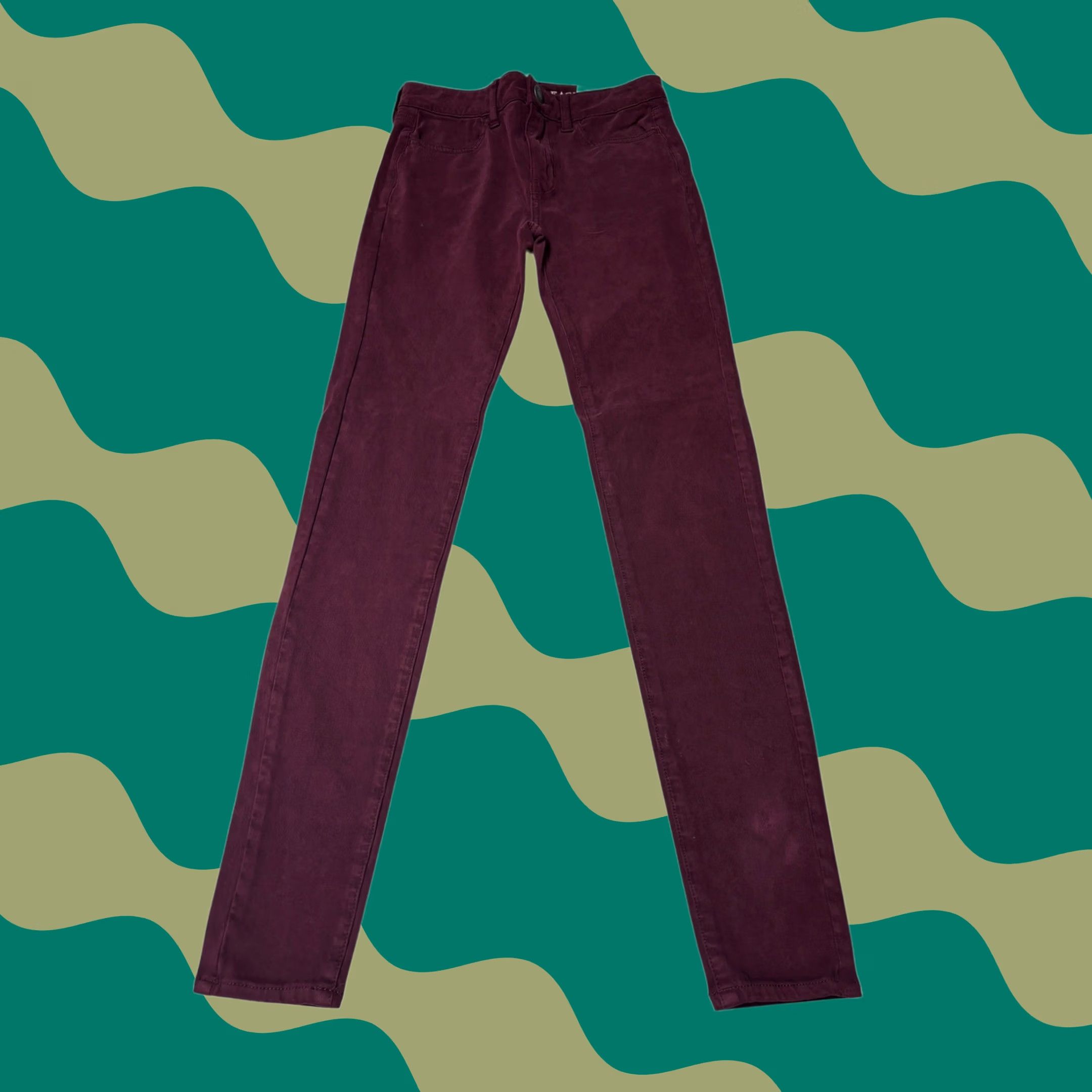 American Eagle Outfitters NWT American Eagle Outfitters Hi-Rise Jegging Burgundy Maroon 00 W24 L29 Jeans Slim 5-Pocket Stretch Womens Size 24" / US 00 / IT 34 - 1 Thumbnail