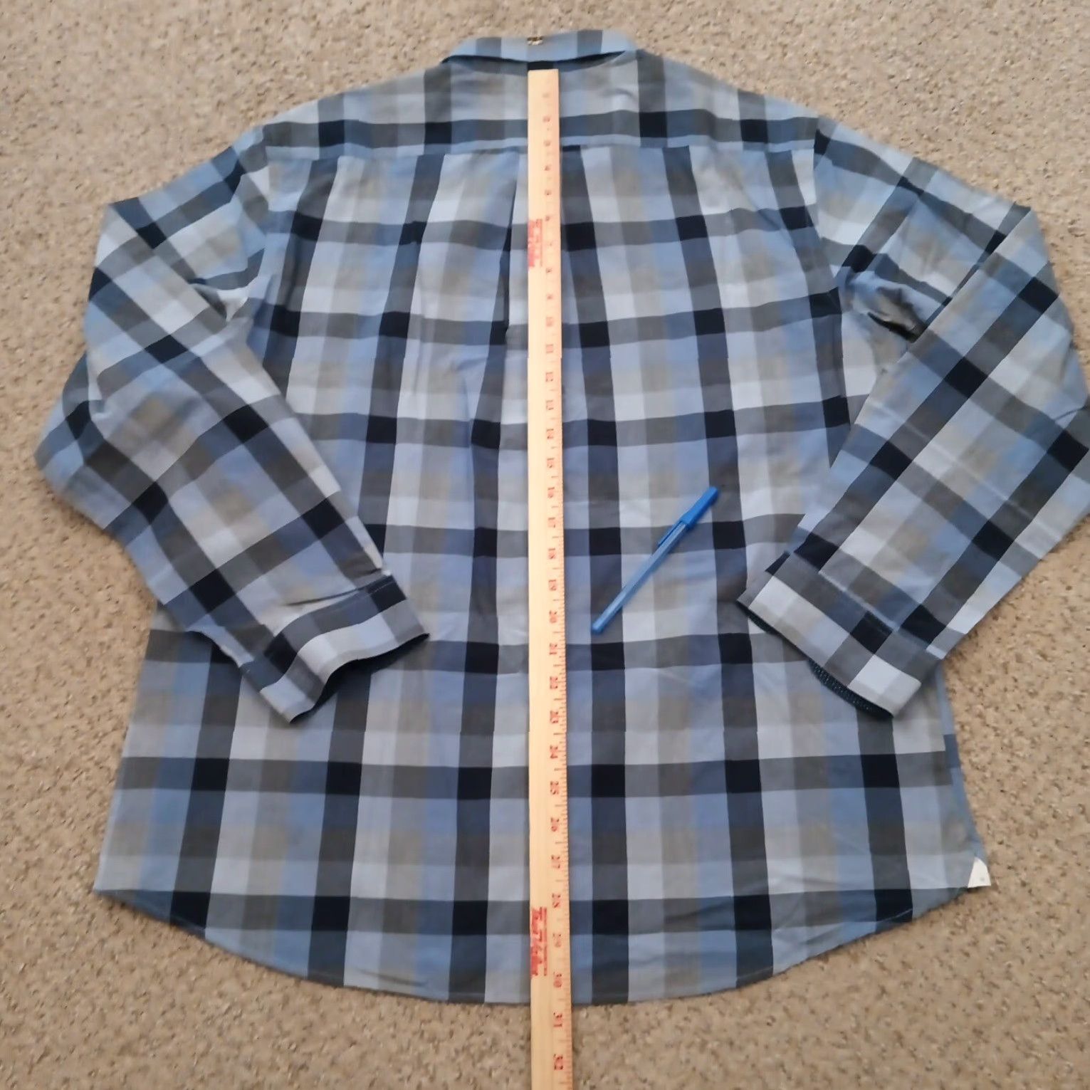 Van Heusen Van Heusen Shirt Mens XL Slim Blue Plaid Long Sleeve Button-Down Cotton Blend Size US XL / EU 56 / 4 - 5 Thumbnail