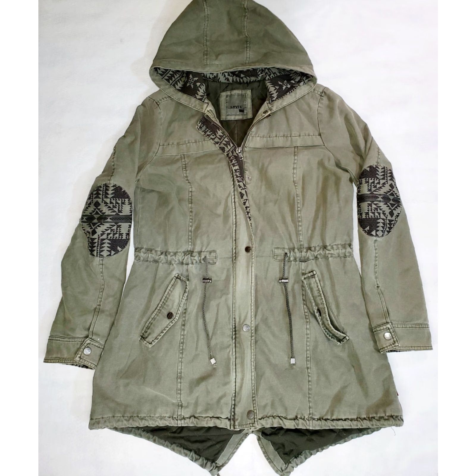 Levi's VINTAGE Levi's Womens Jacket Lined Quilted Full Zip Hooded Twill Drawstring Waist Sz Med Green Size M / US 6-8 / IT 42-44 - 5 Thumbnail
