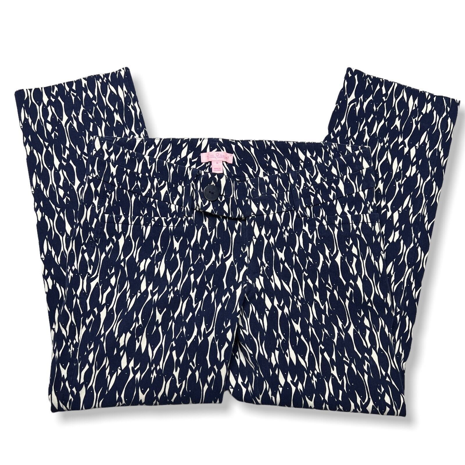 Lilly Pulitzer Lilly Pulitzer Go Fish Print Crop Pants Navy Size 6 Size 31" - 6 Thumbnail