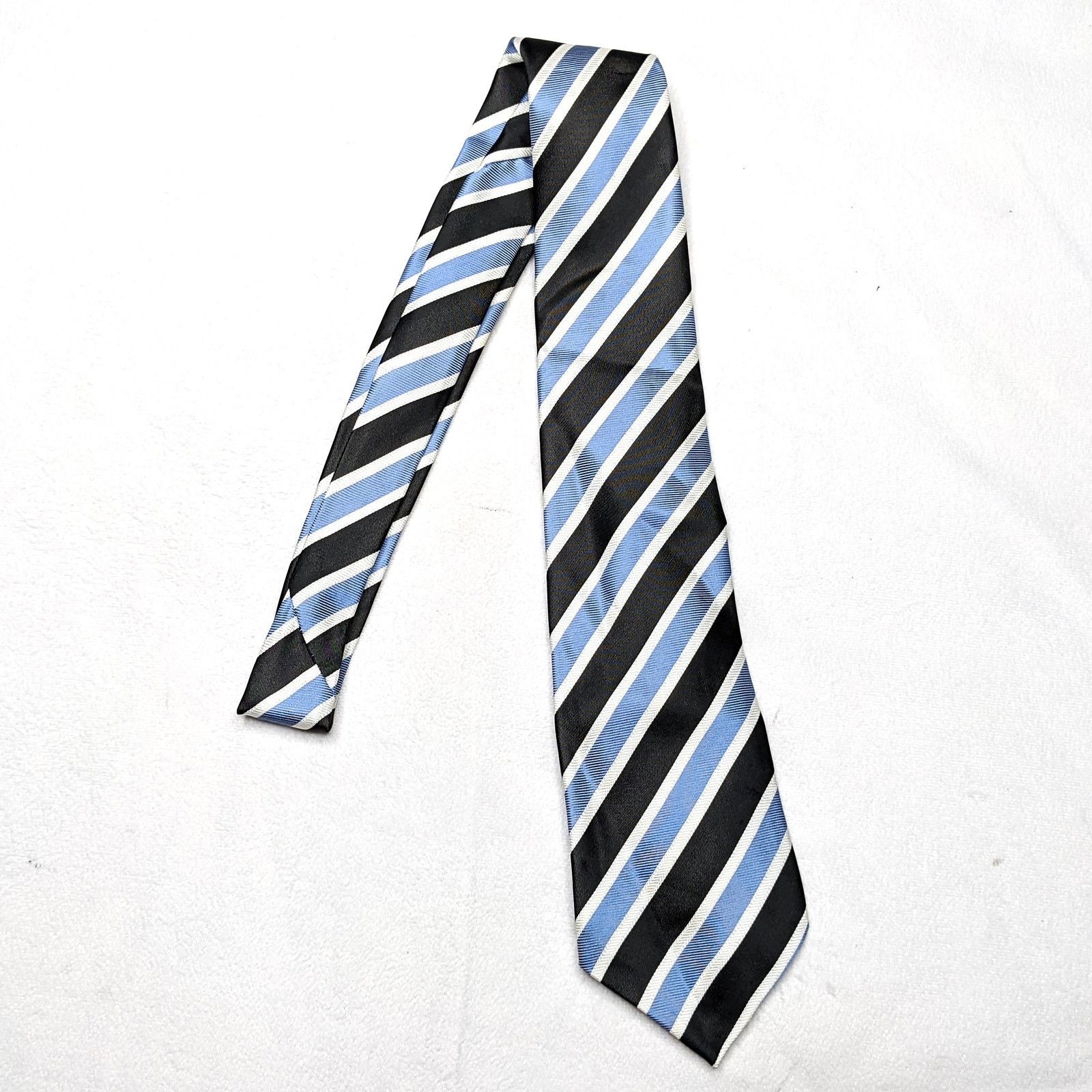 Jonathan Saunders Jonathan Martin Men's Neck Tie Blue Black Silk Size ONE SIZE - 1 Thumbnail
