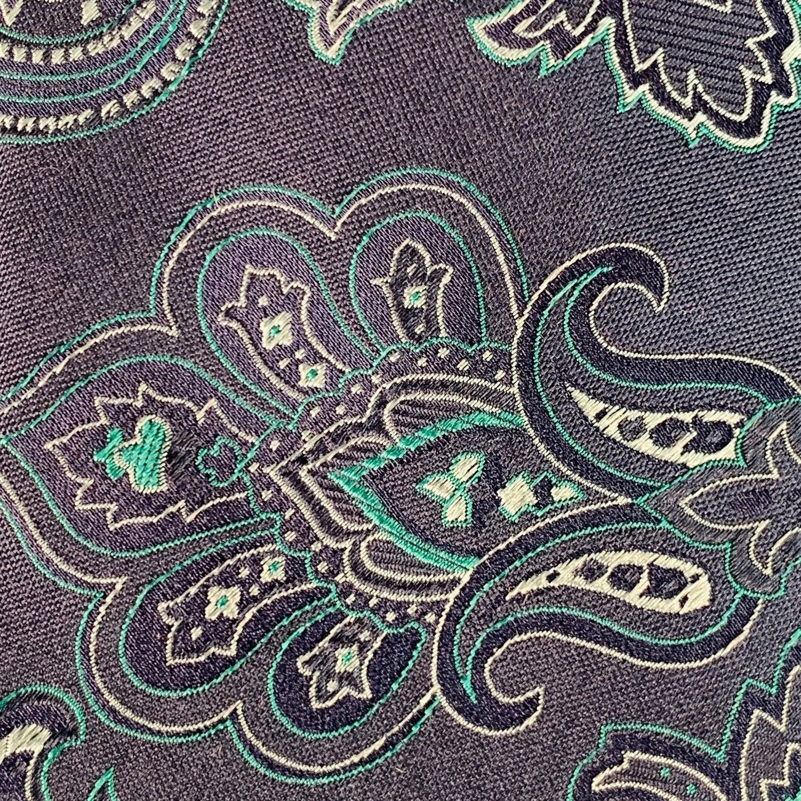 Pierre Cardin PIERRE CARDIN Navy Turquoise Paisley Silk Tie Size ONE SIZE - 2 Thumbnail