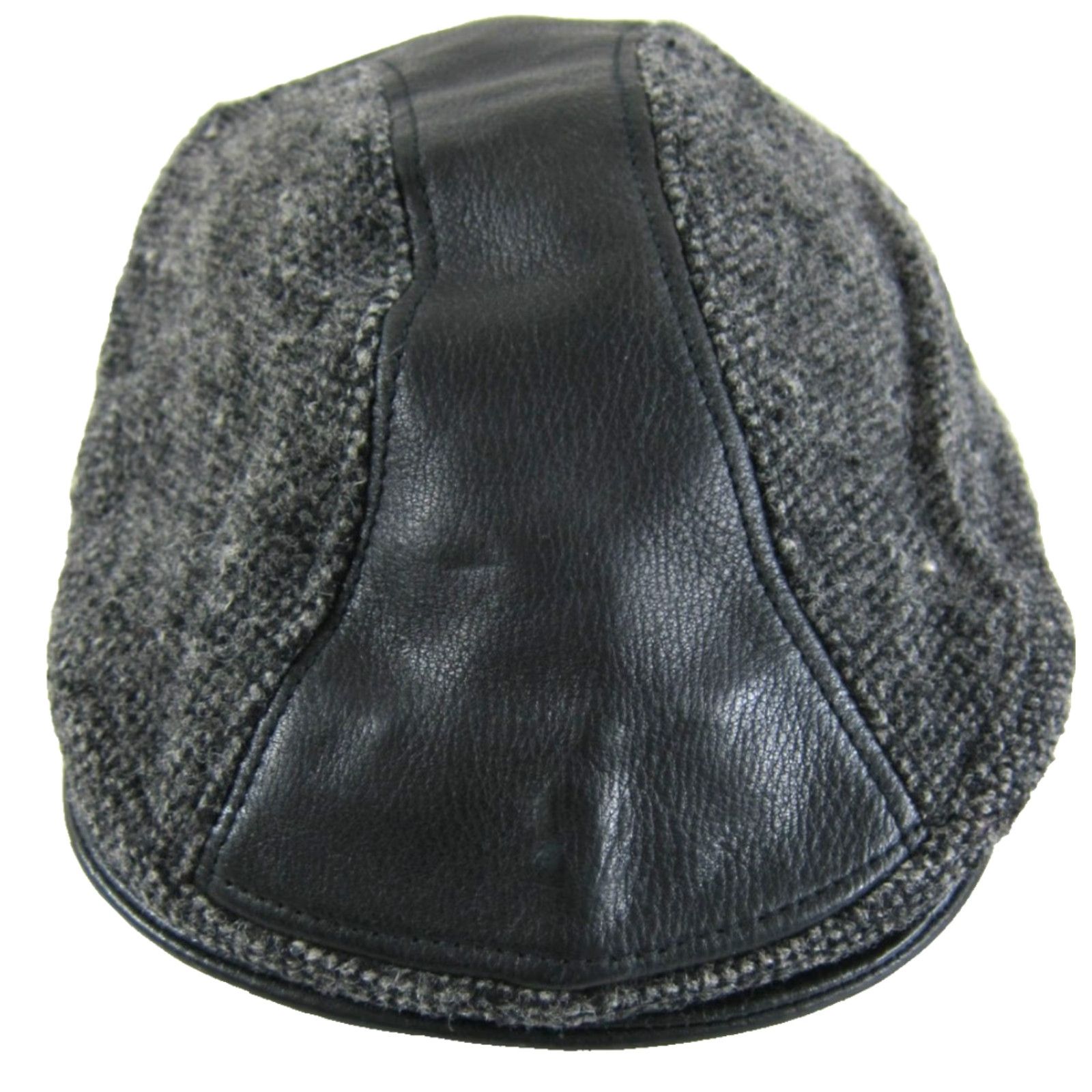 Stacy Adams VINTAGE Stacy Adams Wool Leather Cabbie Hat Newsboy Cap L/XL Black Men Size ONE SIZE - 2 Thumbnail