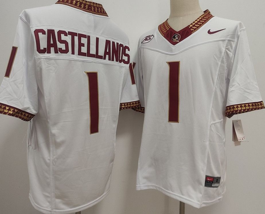 Other Men's NCAA FSU 1 Thomas Castellanos White Jersey Size US M / EU 48-50 / 2 - 1 Thumbnail