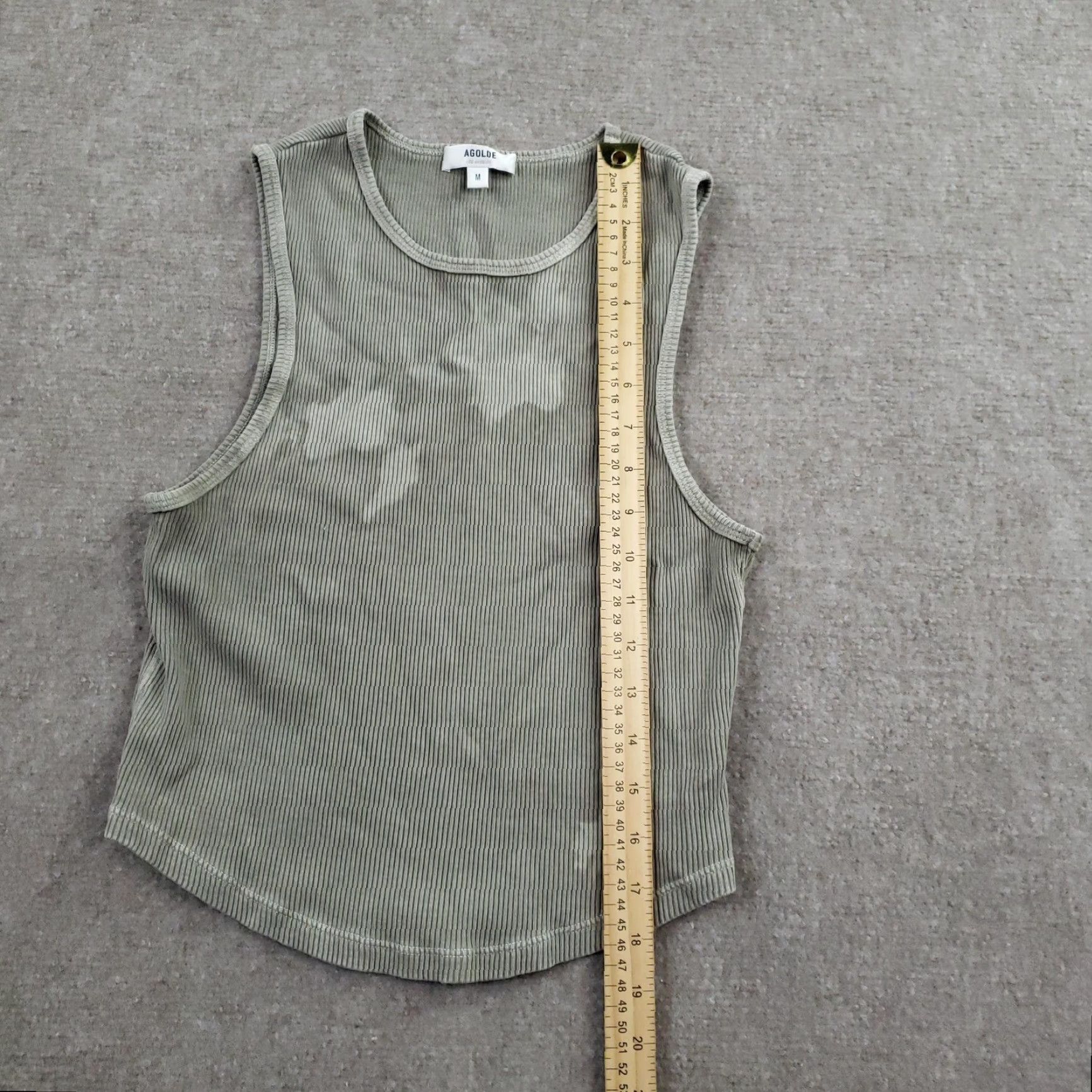 Agolde AGOLDE Nova Tank Top Womens Medium Green Ribbed Cropped Sleeveless Knit USA Size M / US 6-8 / IT 42-44 - 4 Thumbnail