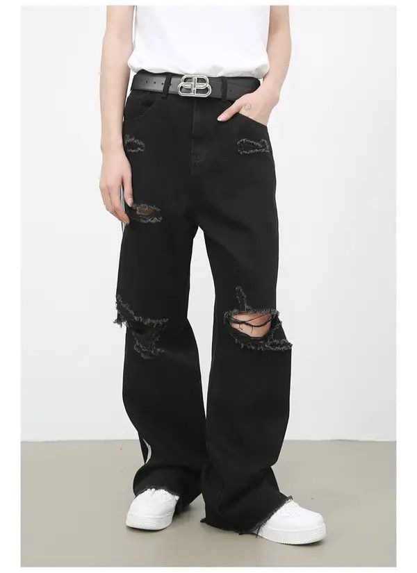 Japanese Brand Hirase x Kita Black Vintage Straight Washed Distressed Jeans Size US 32 / EU 48 - 7 Thumbnail
