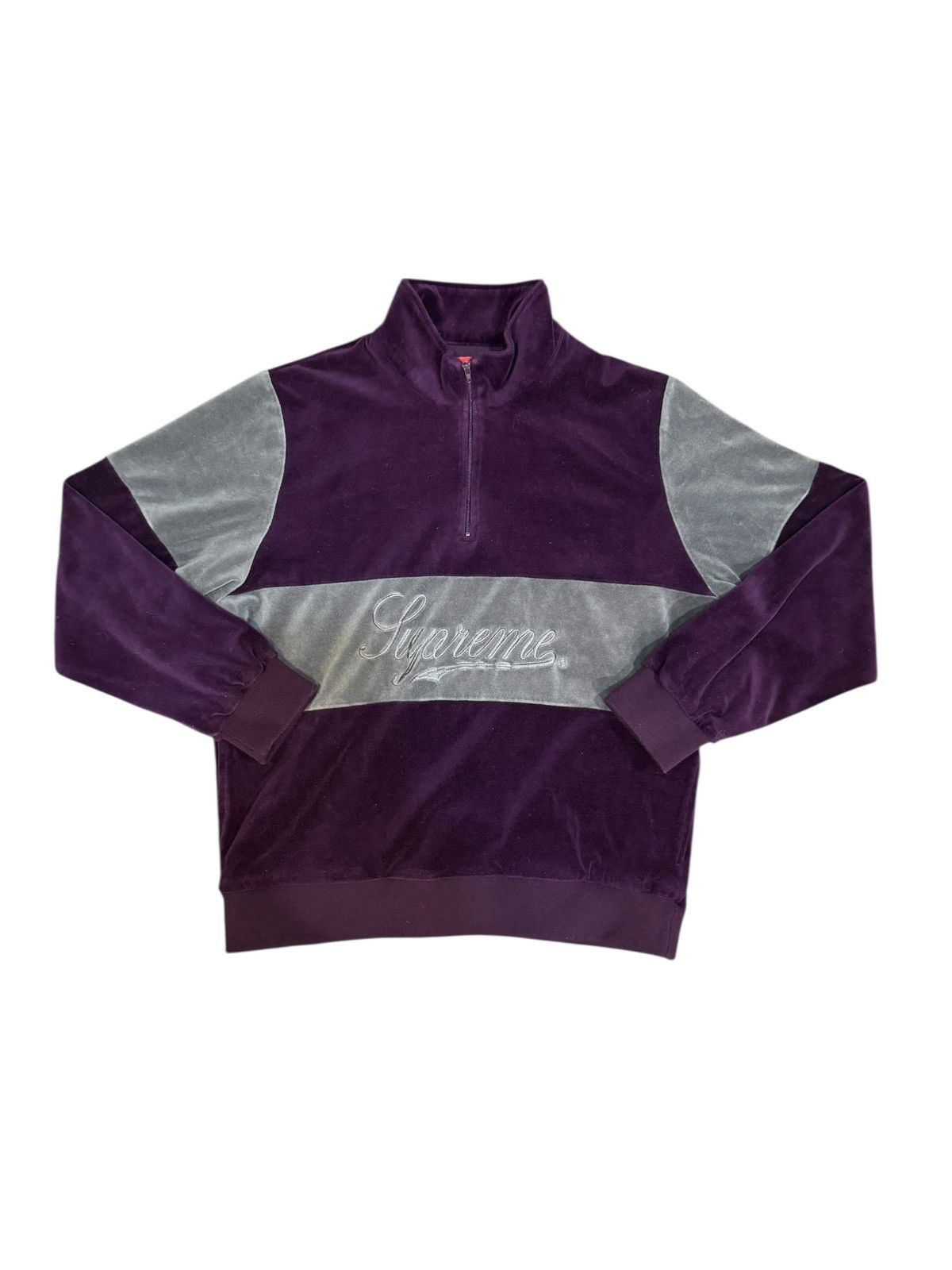 Supreme Supreme Velour Half Zip Pullover Purple Medium 2017 Size US M / EU 48-50 / 2 - 1 Thumbnail