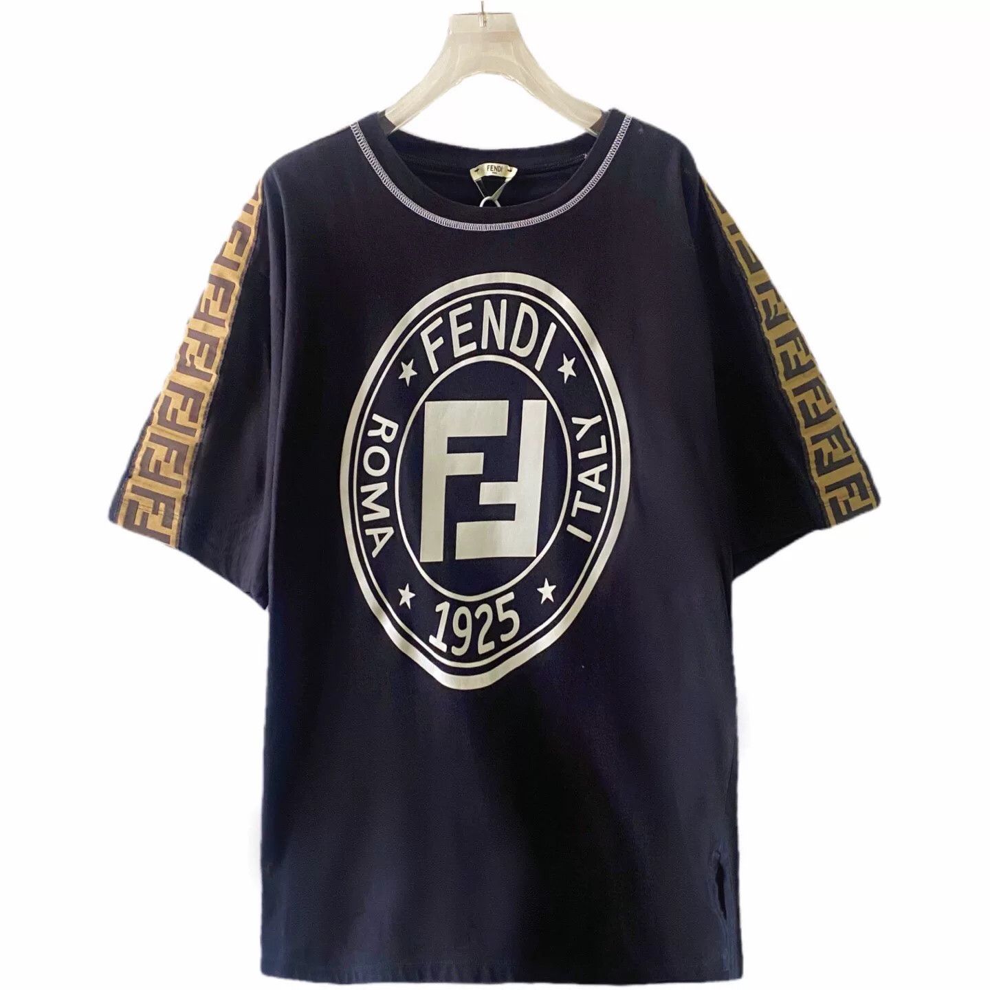 Fendi Fendi Black Logo Print Short Sleeve T-Shirt Size US L / EU 52-54 / 3 - 1 Thumbnail